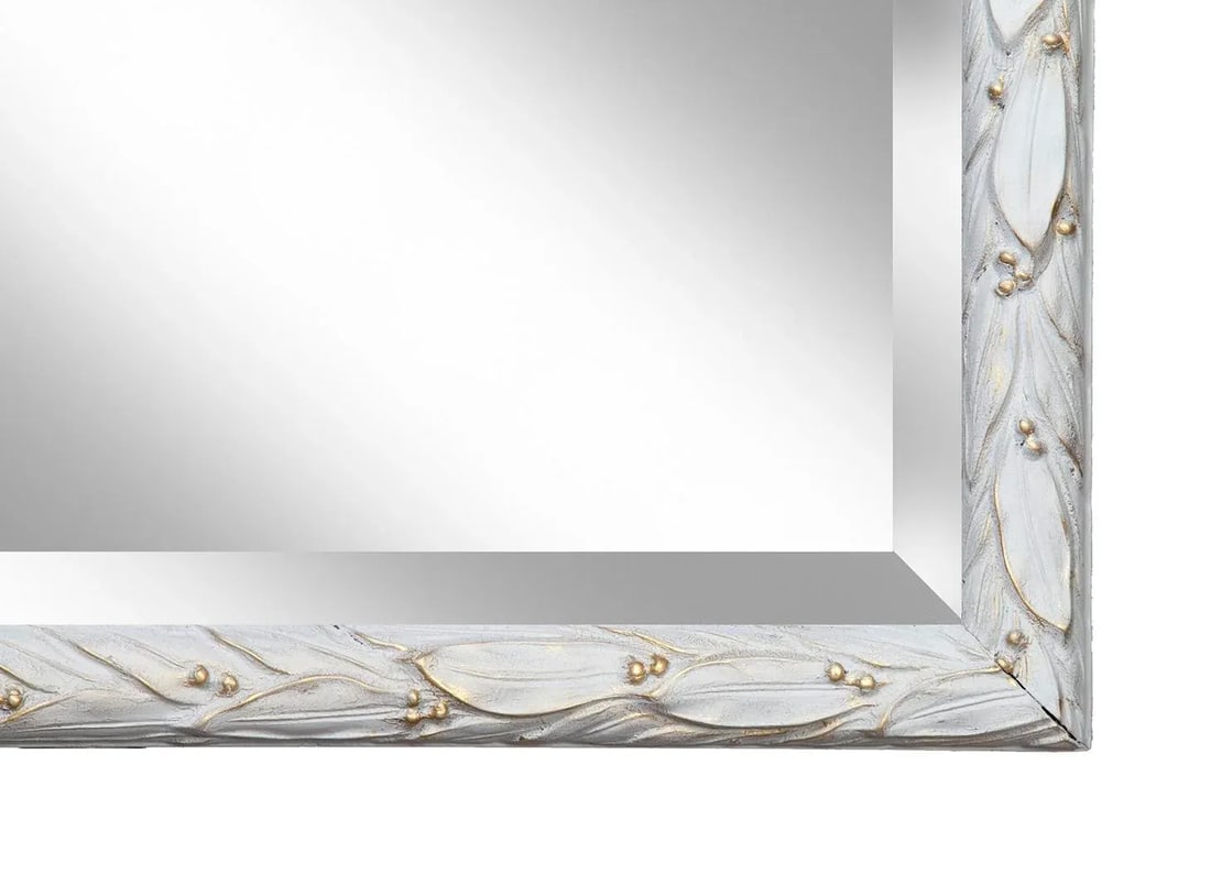 1980s Pale Gray & Gold Framed Beveled Mirror - 5