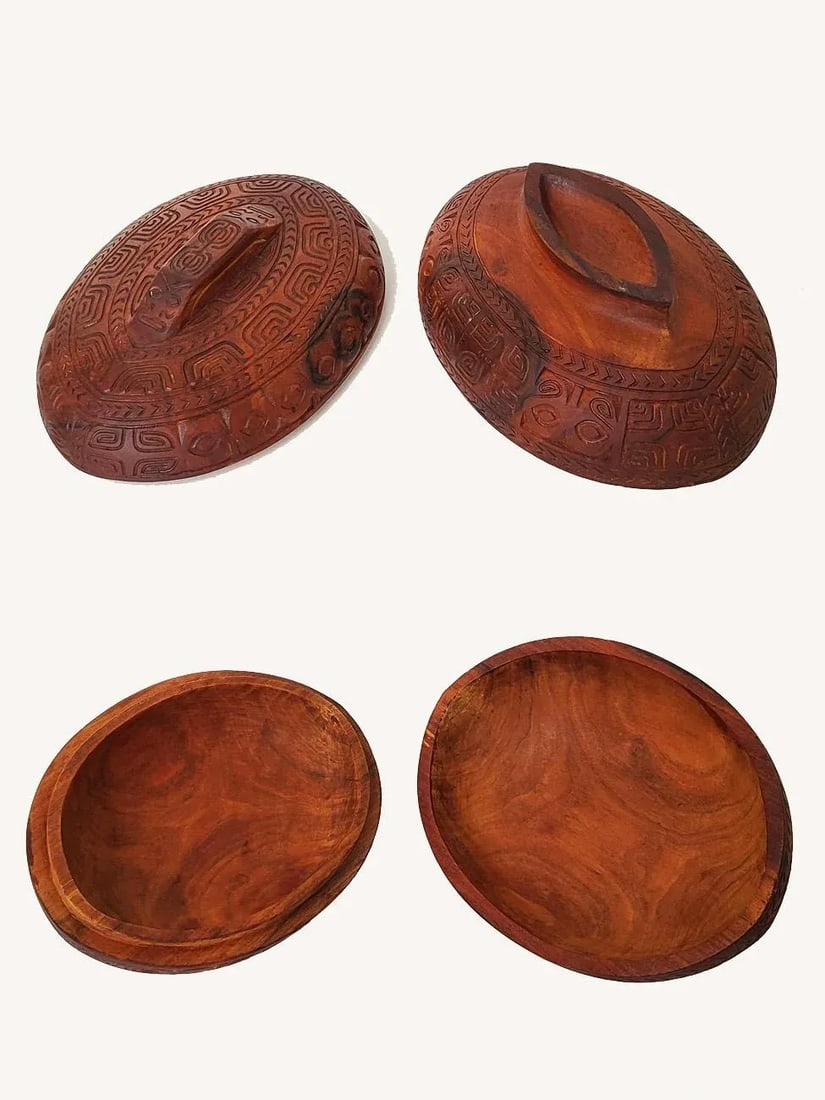 Handcarved Oceanic Wood Tureen - 9