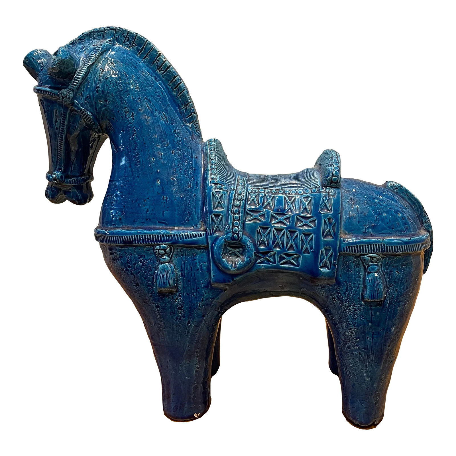1960s Aldo Londi for Bitossi Large Rimini Blu Ceramic Horse Sculpture (1 of 12)