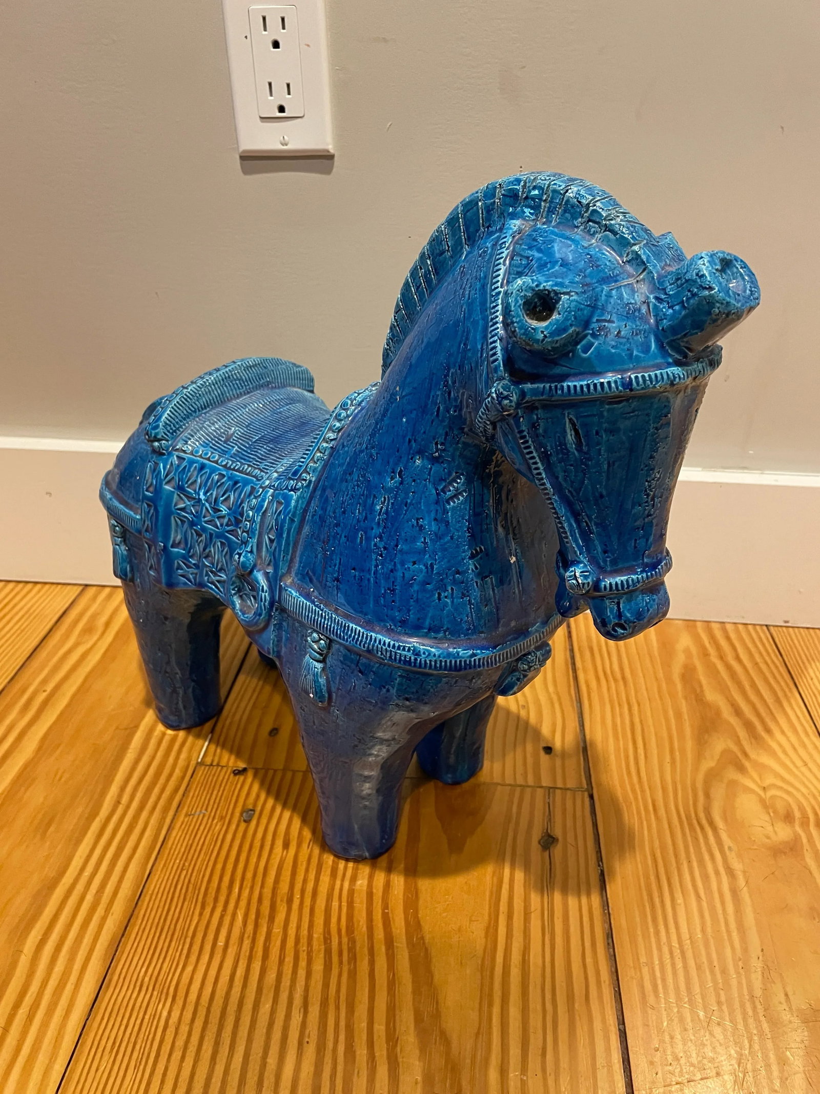 1960s Aldo Londi for Bitossi Large Rimini Blu Ceramic Horse Sculpture - 2