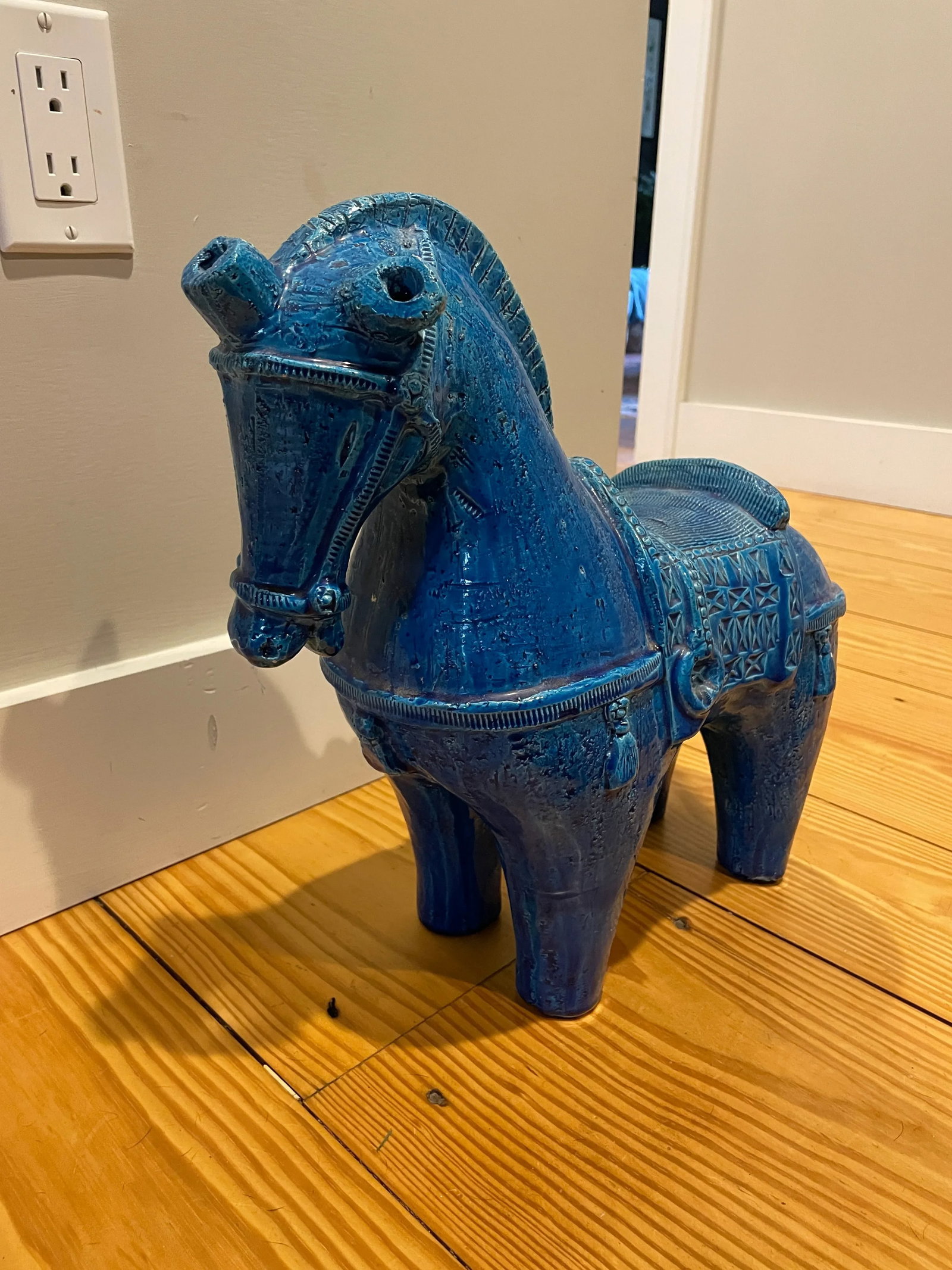 1960s Aldo Londi for Bitossi Large Rimini Blu Ceramic Horse Sculpture - 3