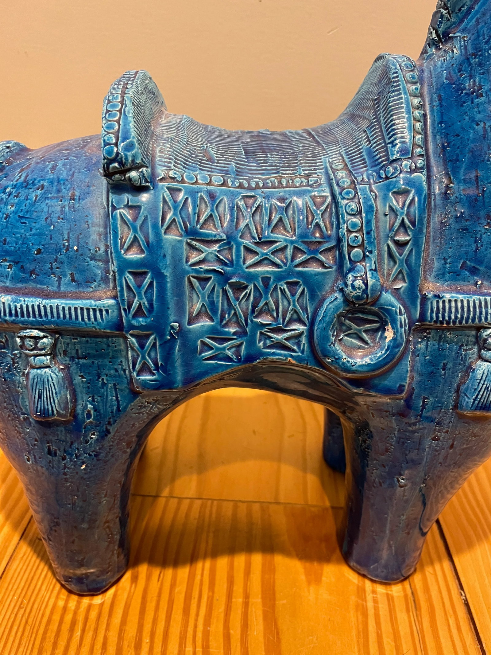 1960s Aldo Londi for Bitossi Large Rimini Blu Ceramic Horse Sculpture - 4