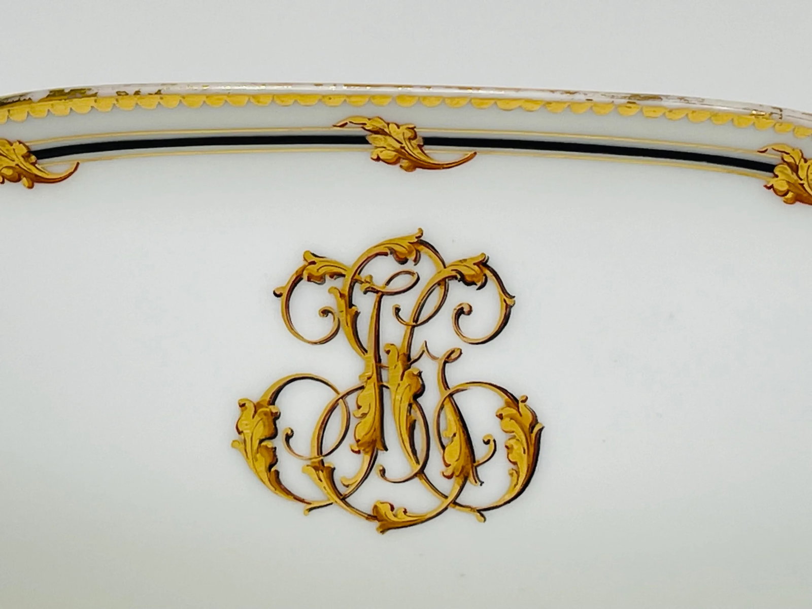 Victorian 1880s Rihouet Lerosey Monogrammed French Footed Trophy Style Serving Bowl - 6