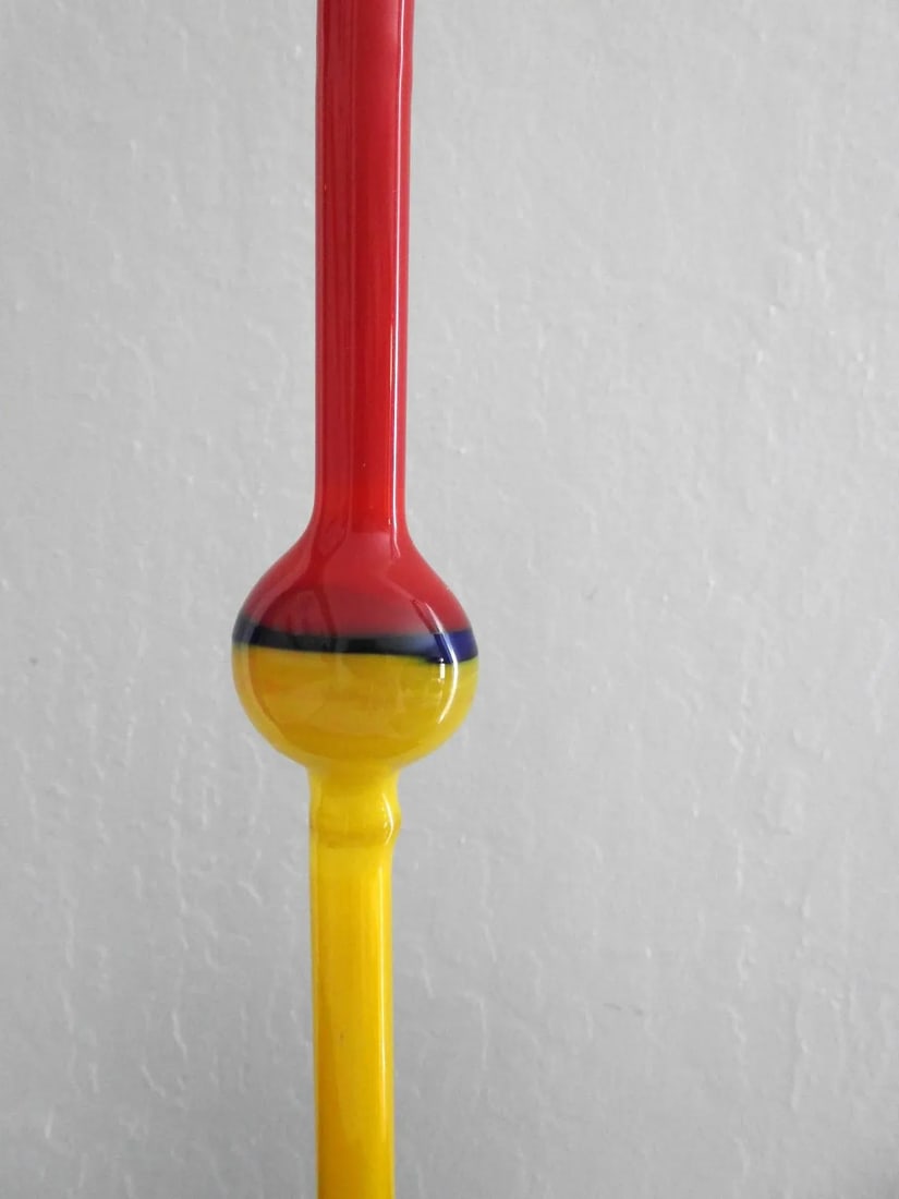 1990s Postmodern Artisan Stained Art Glass Table Lamp - 7