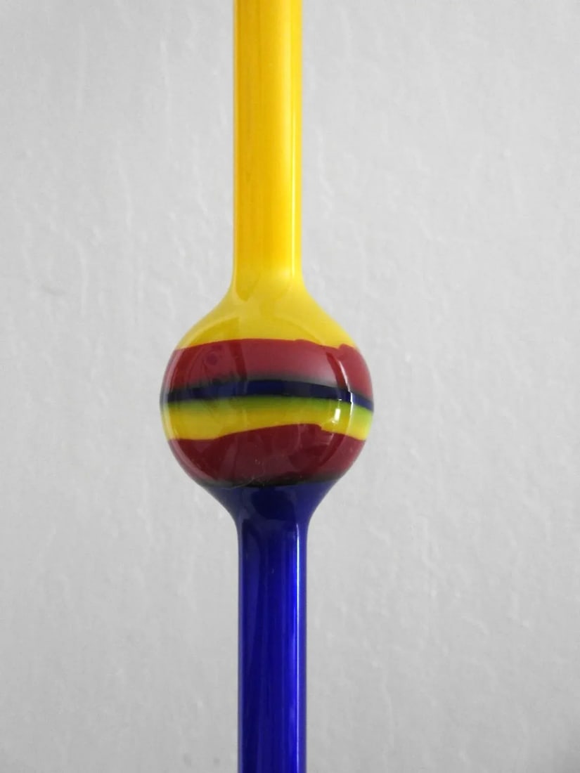 1990s Postmodern Artisan Stained Art Glass Table Lamp - 8