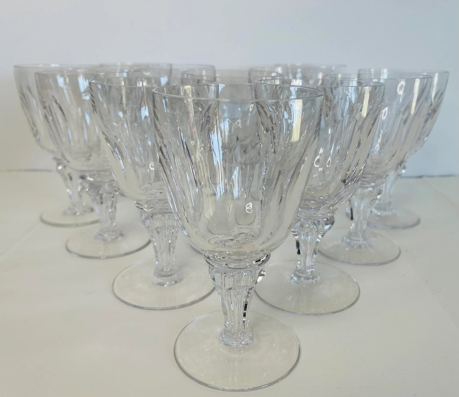1950s Royal Leerdam Queen Juliana Glass Wine Stems- Set of 12 - 2