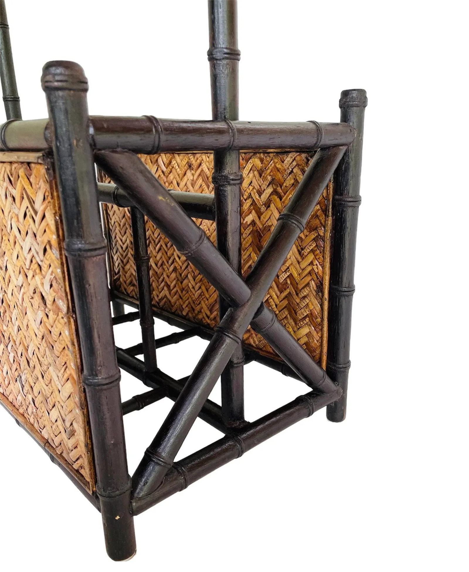 Mid 20th Century Vintage Palecek Bamboo and Reed Magazine Holder - 11