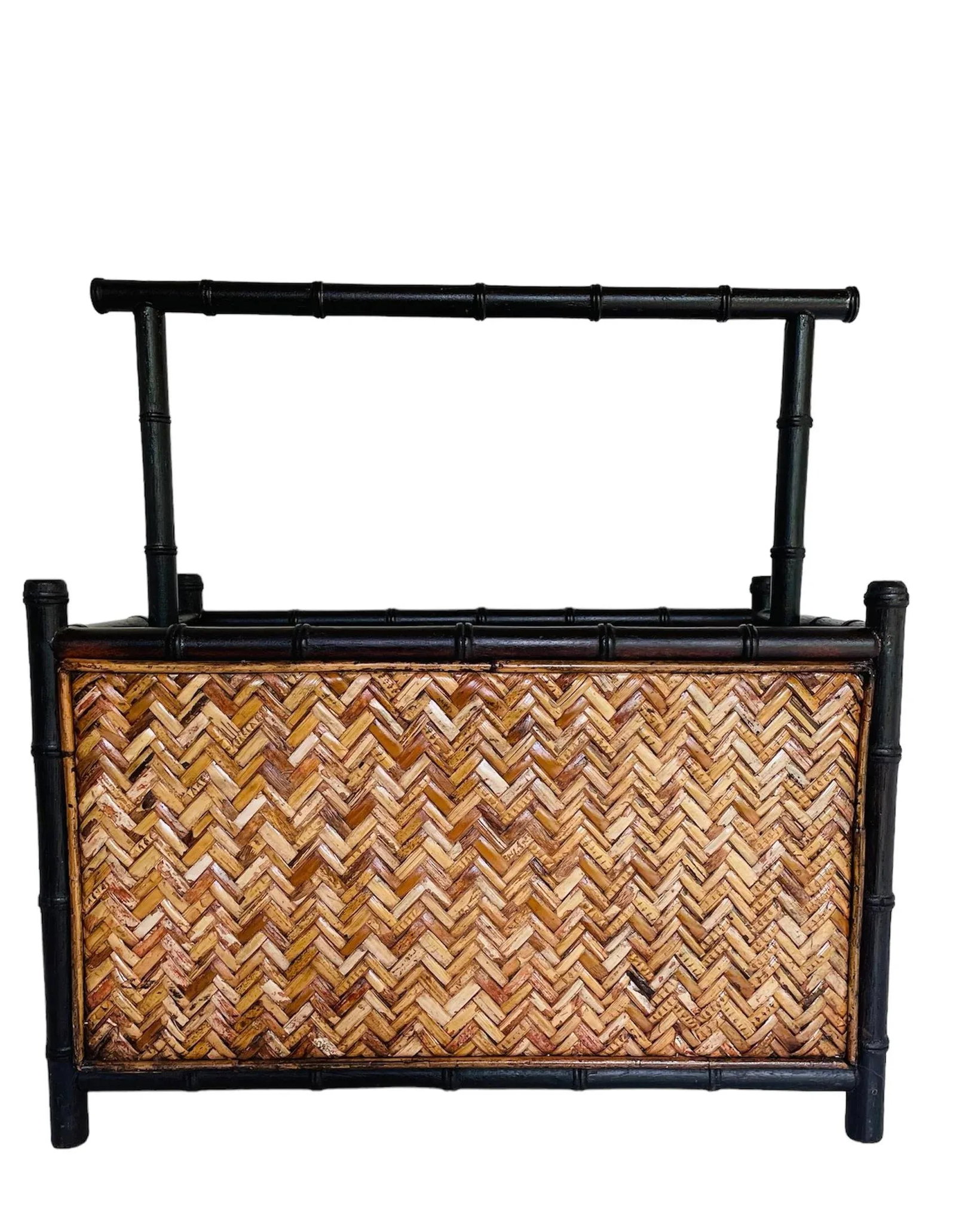 Mid 20th Century Vintage Palecek Bamboo and Reed Magazine Holder - 2