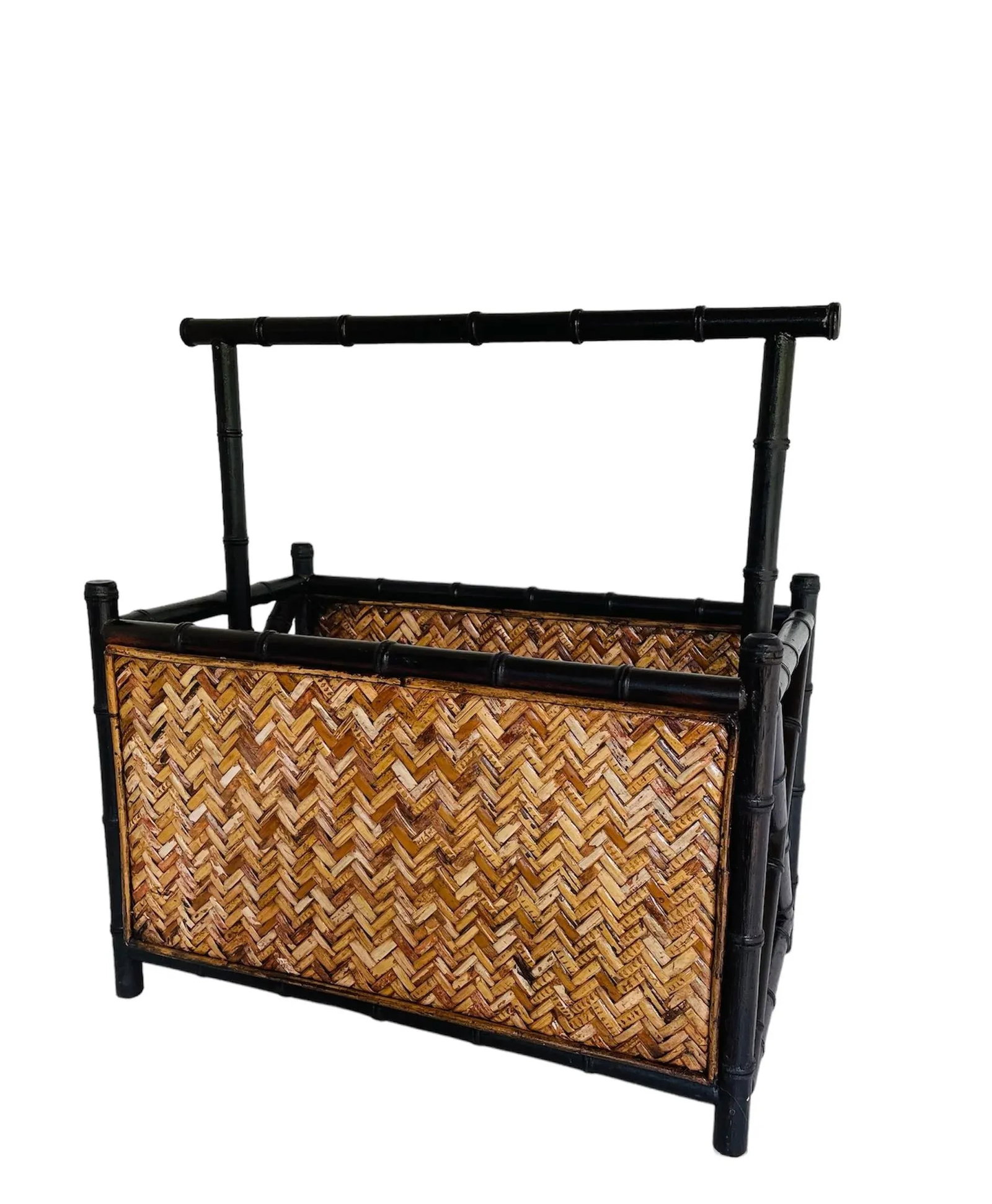 Mid 20th Century Vintage Palecek Bamboo and Reed Magazine Holder - 6