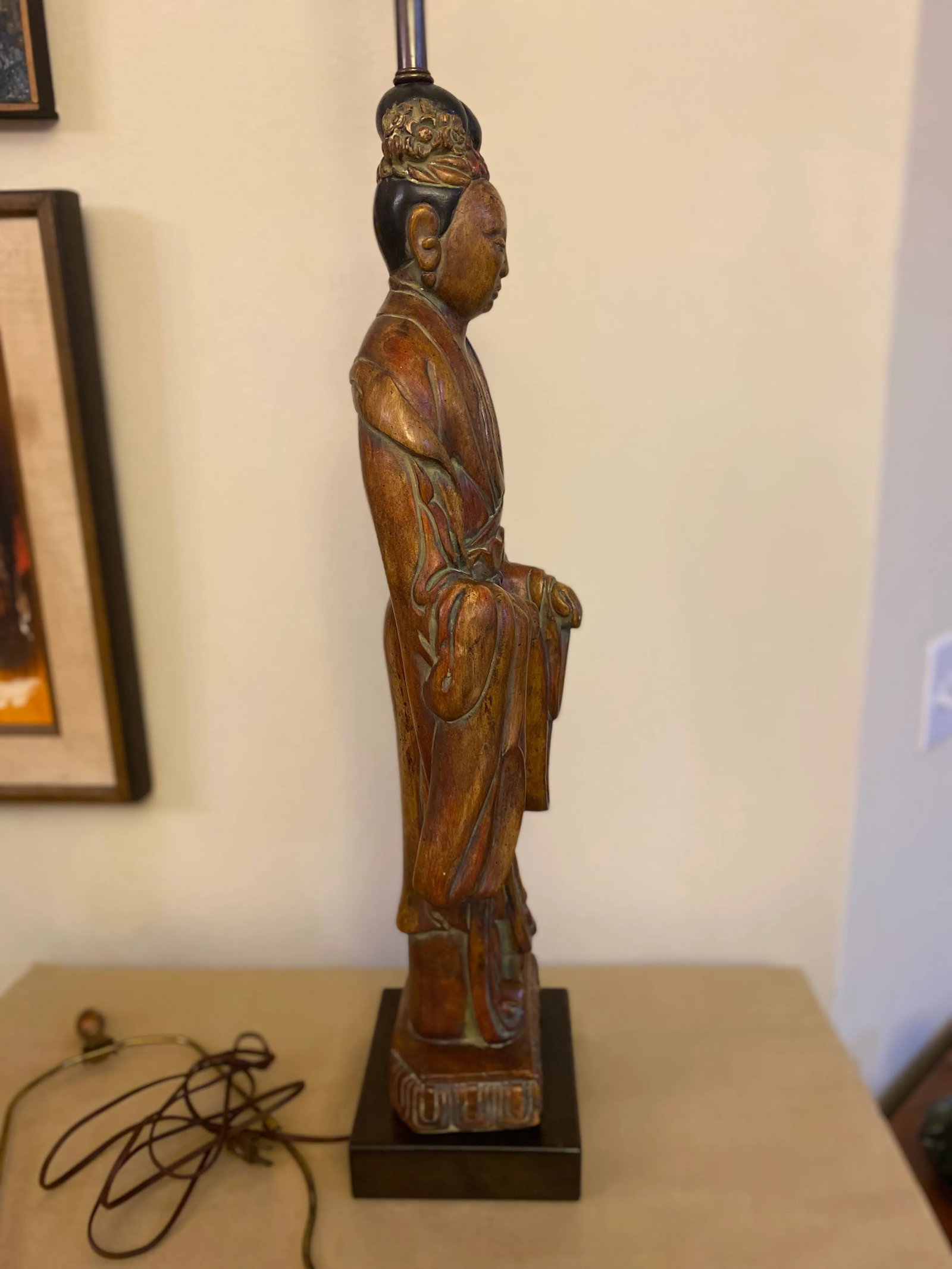 1940s Hollywood Regency Goddess Quan Yin Lamp - 2