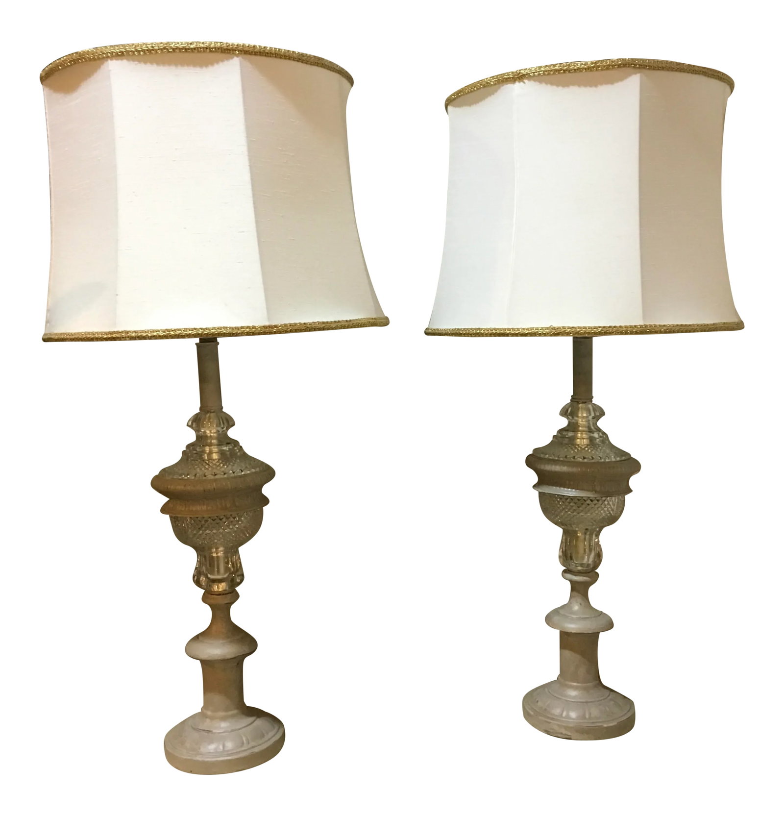 1970s Westwood Industries Regency Table Lamps - a Pair: Vintage now modern pair of lamps by Westwood Industries. A classic traditional pair of lamps now with an urban touch. The metal base of the lamps have been transformed into a textured stone finish tha