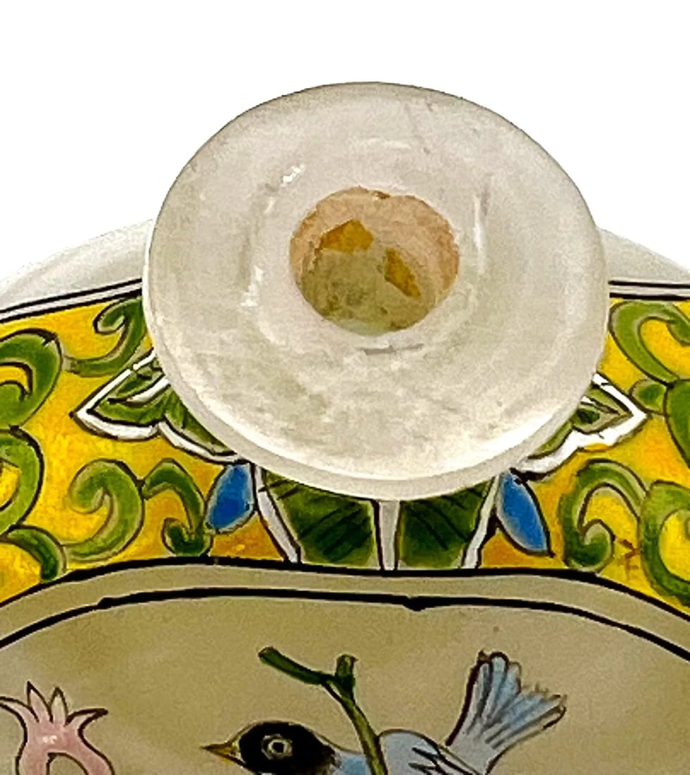 Vintage Painted Milk Glass Snuff Bottle With Qianlong Mark - 10