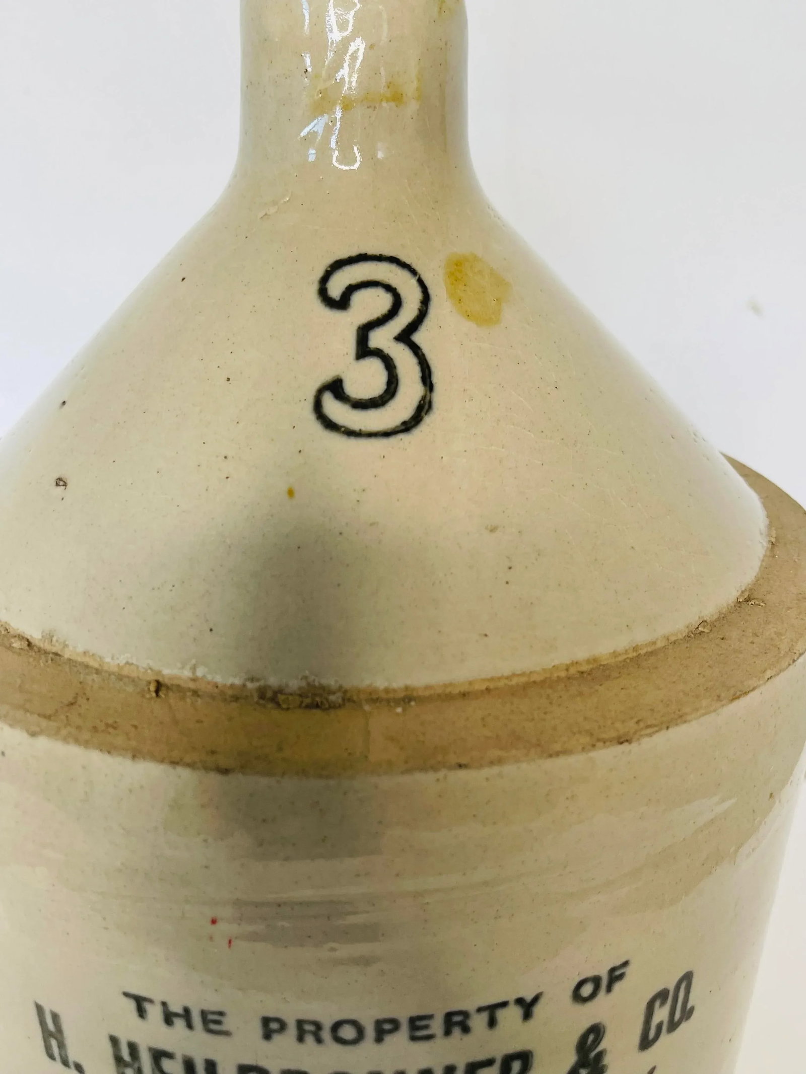 Antique Stoneware 3 Gallon Schenectady New York Handled Jug - 3