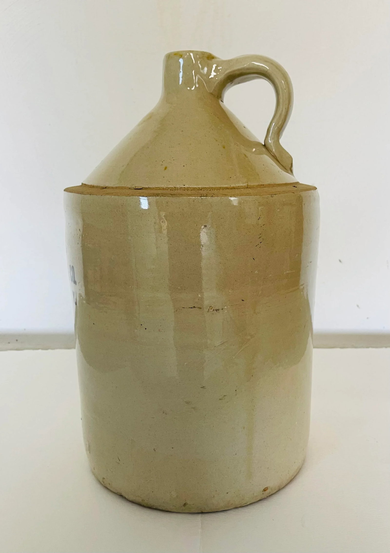 Antique Stoneware 3 Gallon Schenectady New York Handled Jug - 5