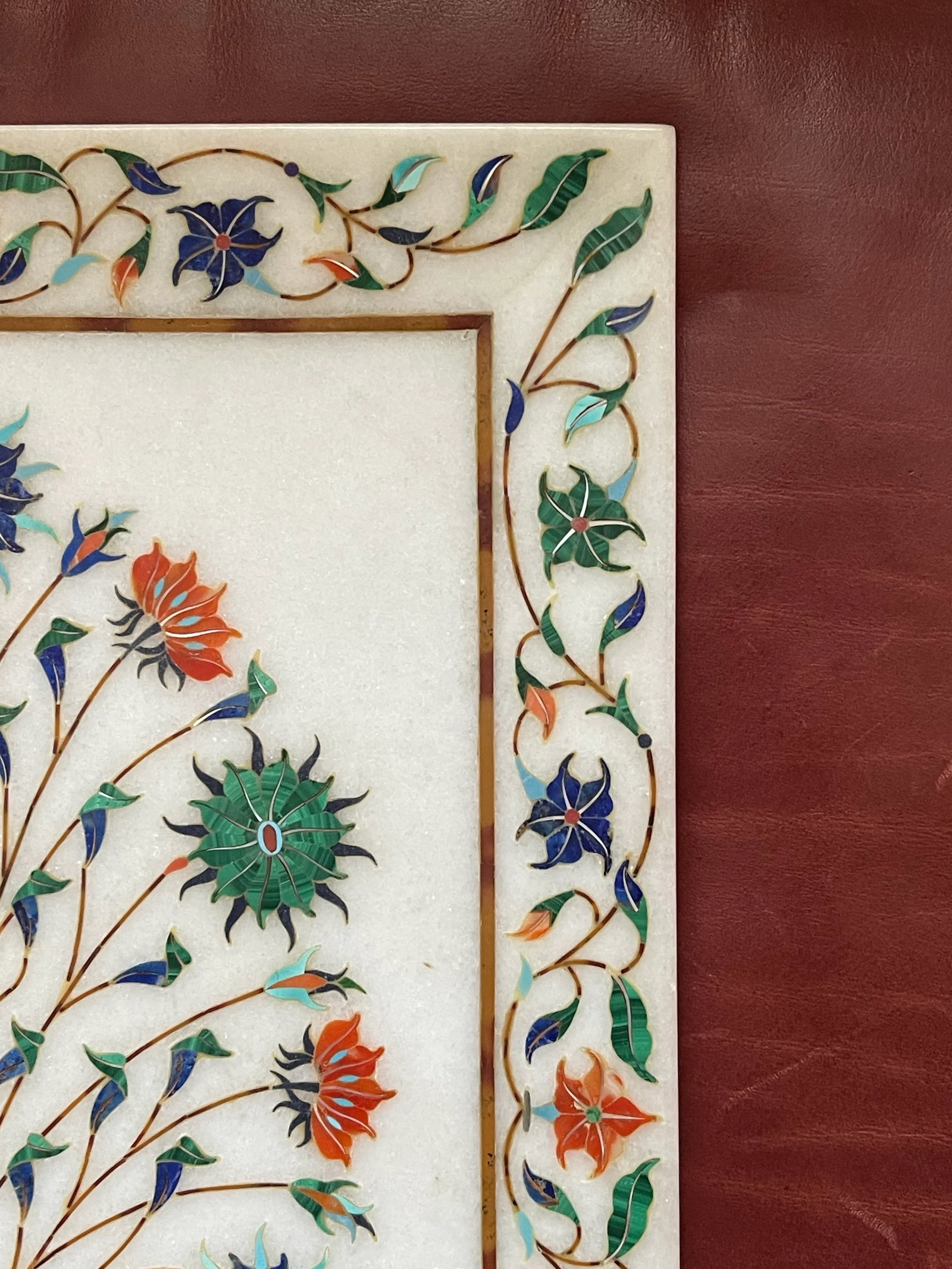 Early 20th Century Floral Stone Inlaid Decorative Tray - 3