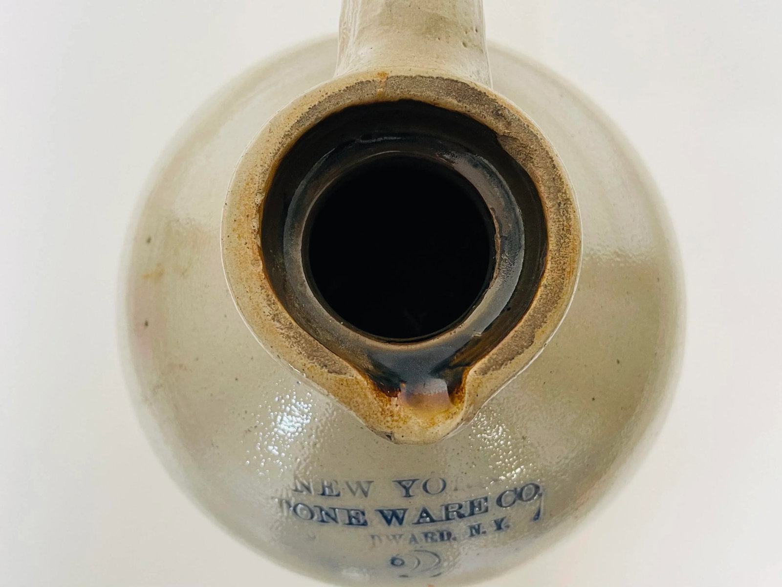 Antique Stoneware New York Handled Tall 2 Gallon Jug - 4