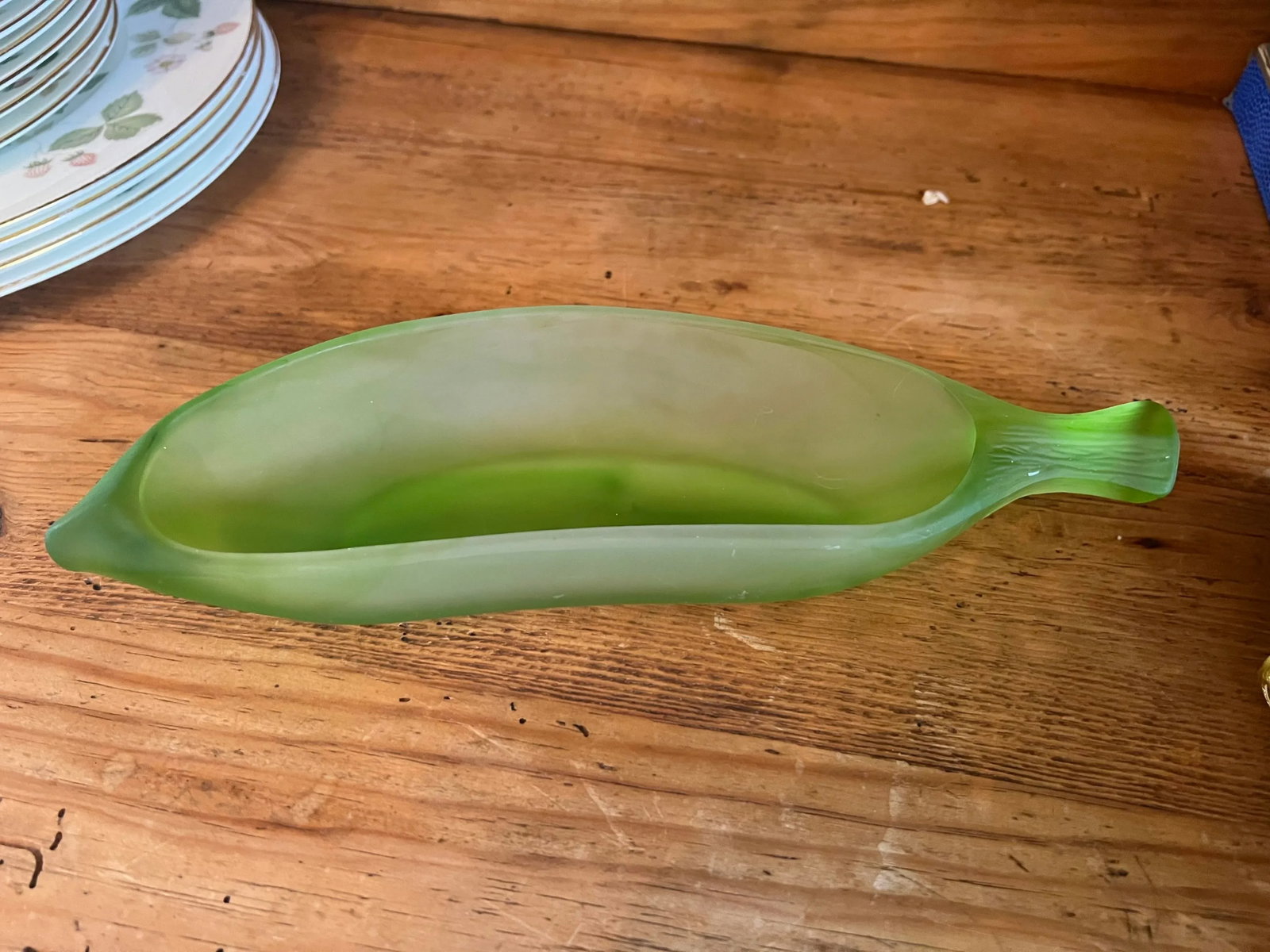 Vintage La Rochere France Frosted Green Glass Small Serving Dish - 8 - 2