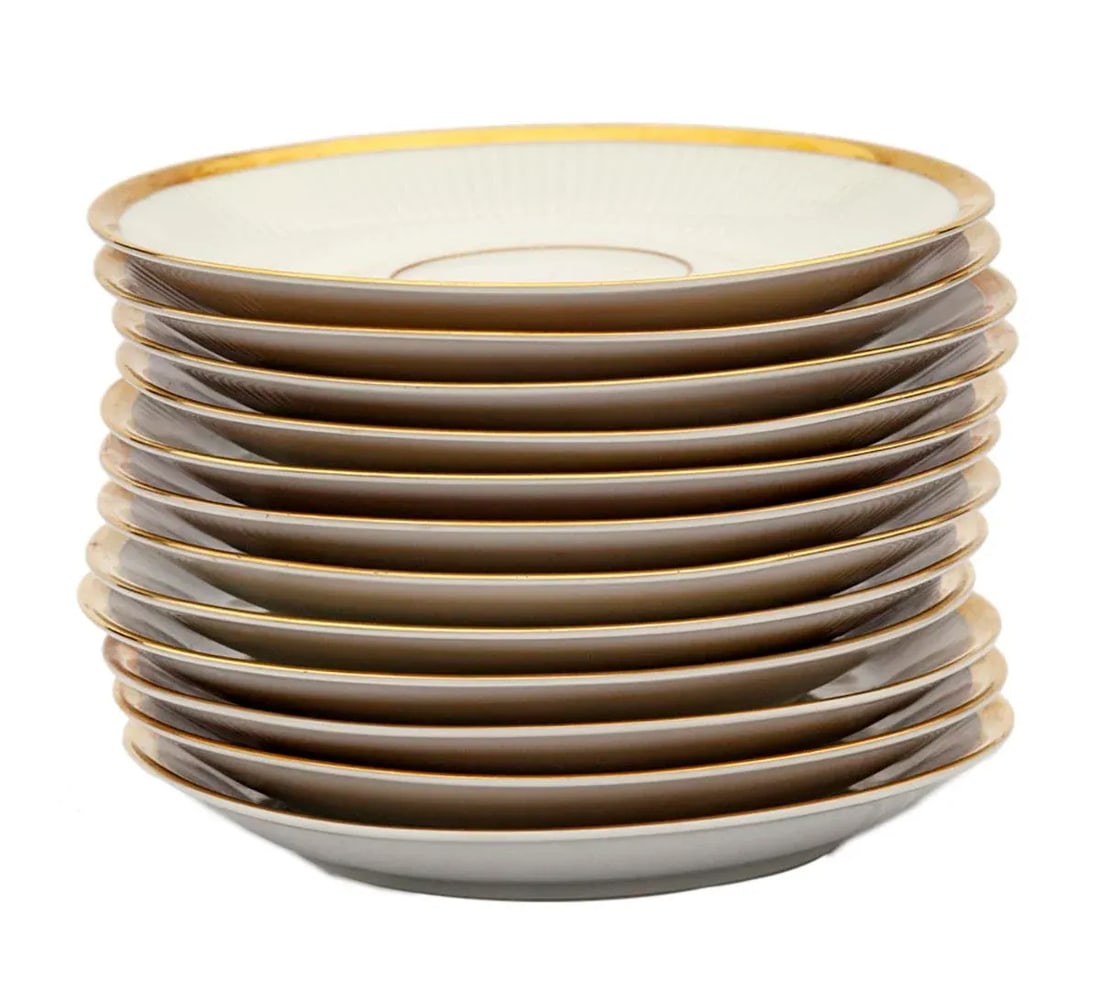 Mid 20th Century Mitterteich Bavarian 6 Cups & 12 Saucers in Pattern "Eternal" - 18 Pieces - 2