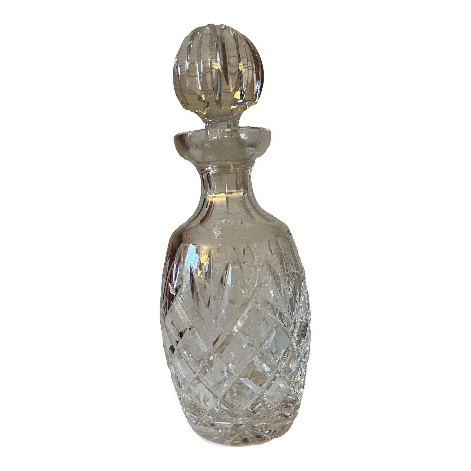 1960s Waterford Crystal Decanter With Stopper: 1960s crystal decanter. Waterford mark on the bottom. Stopper included. Condition: Alterations: Original Condition Unaltered Imperfections: Some Imperfections Condition Notes: Some scratches on the