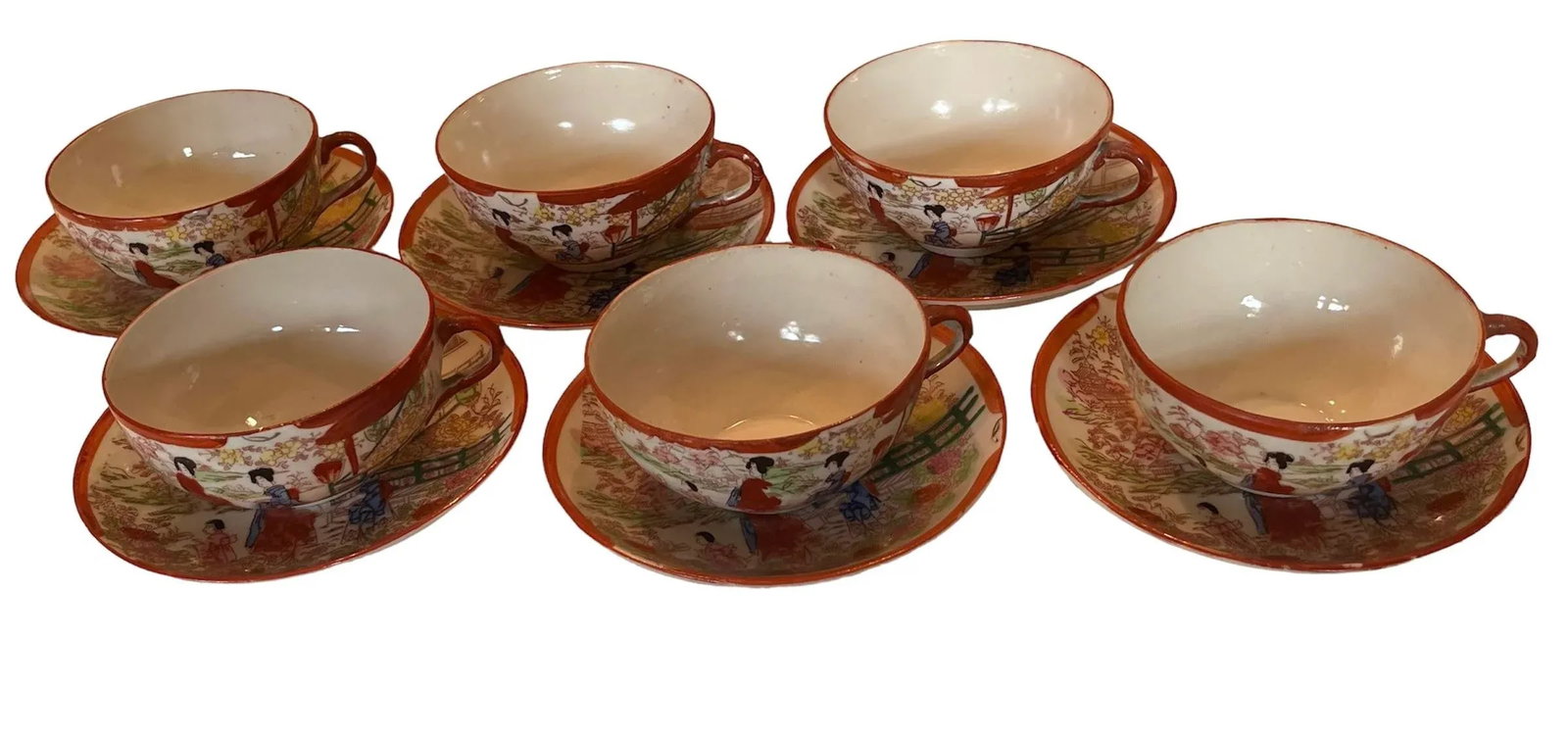Antique Nippon Chinoiserie Tea Cups Set- 12 Pieces - 11