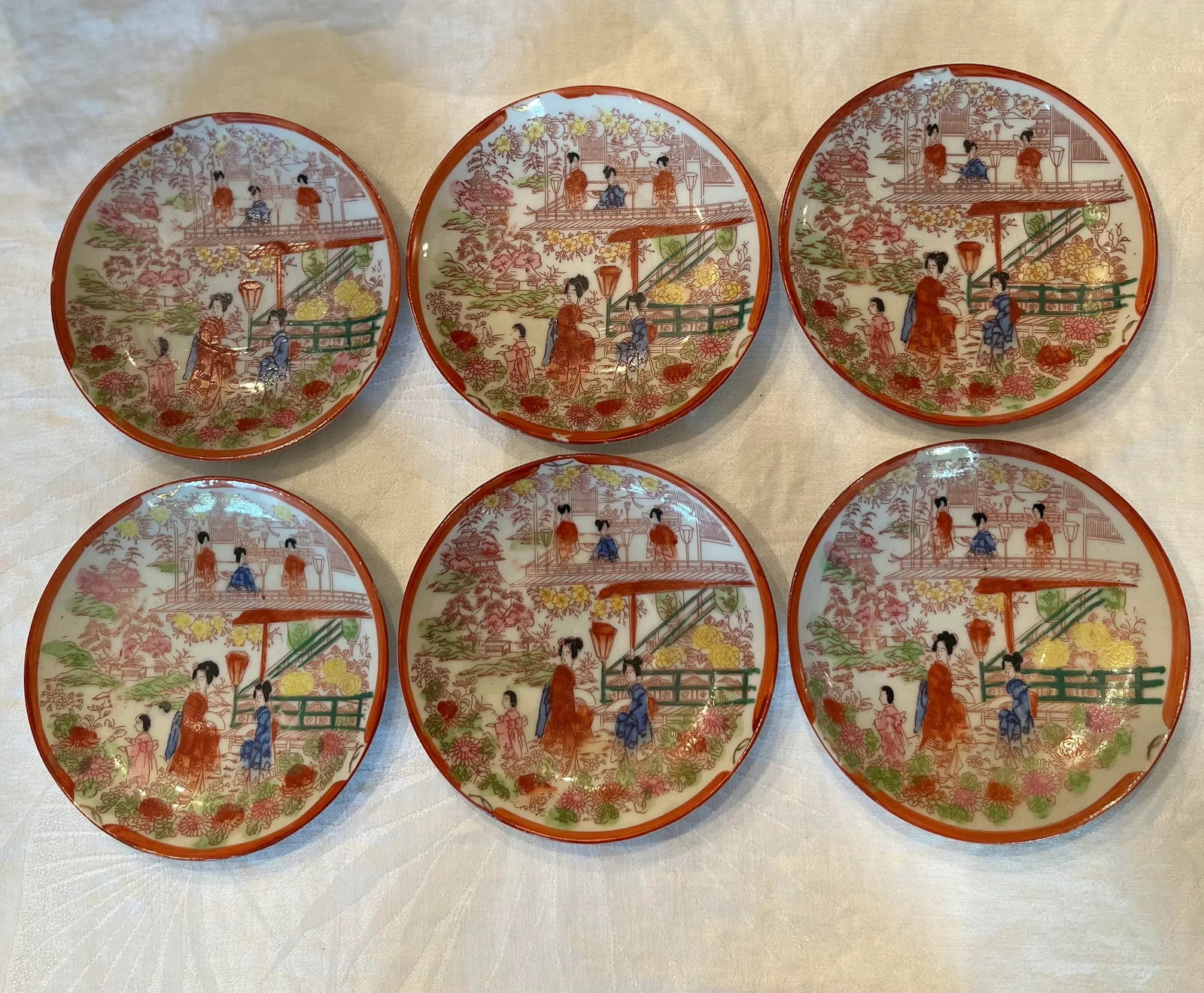 Antique Nippon Chinoiserie Tea Cups Set- 12 Pieces - 4