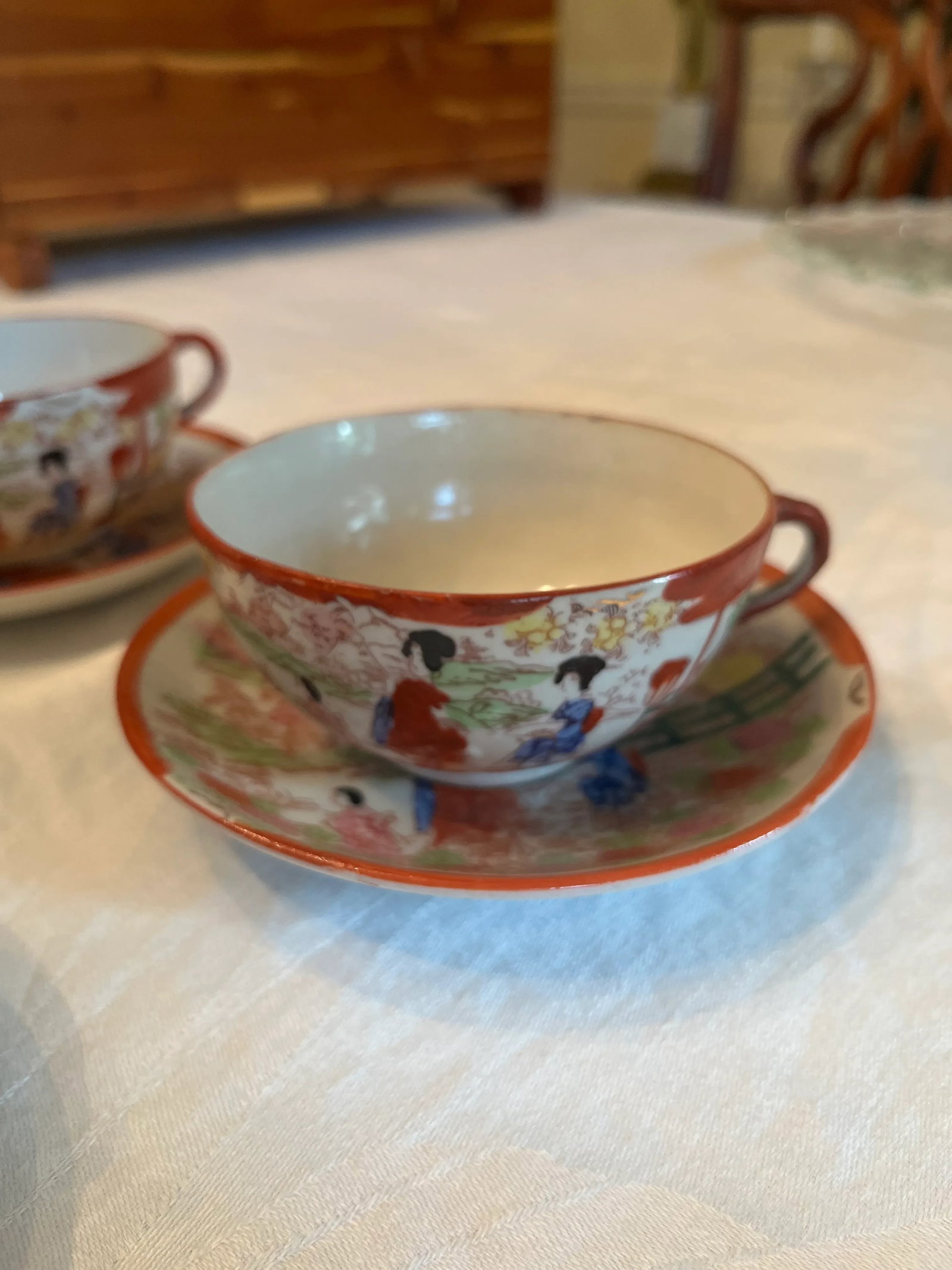 Antique Nippon Chinoiserie Tea Cups Set- 12 Pieces - 7