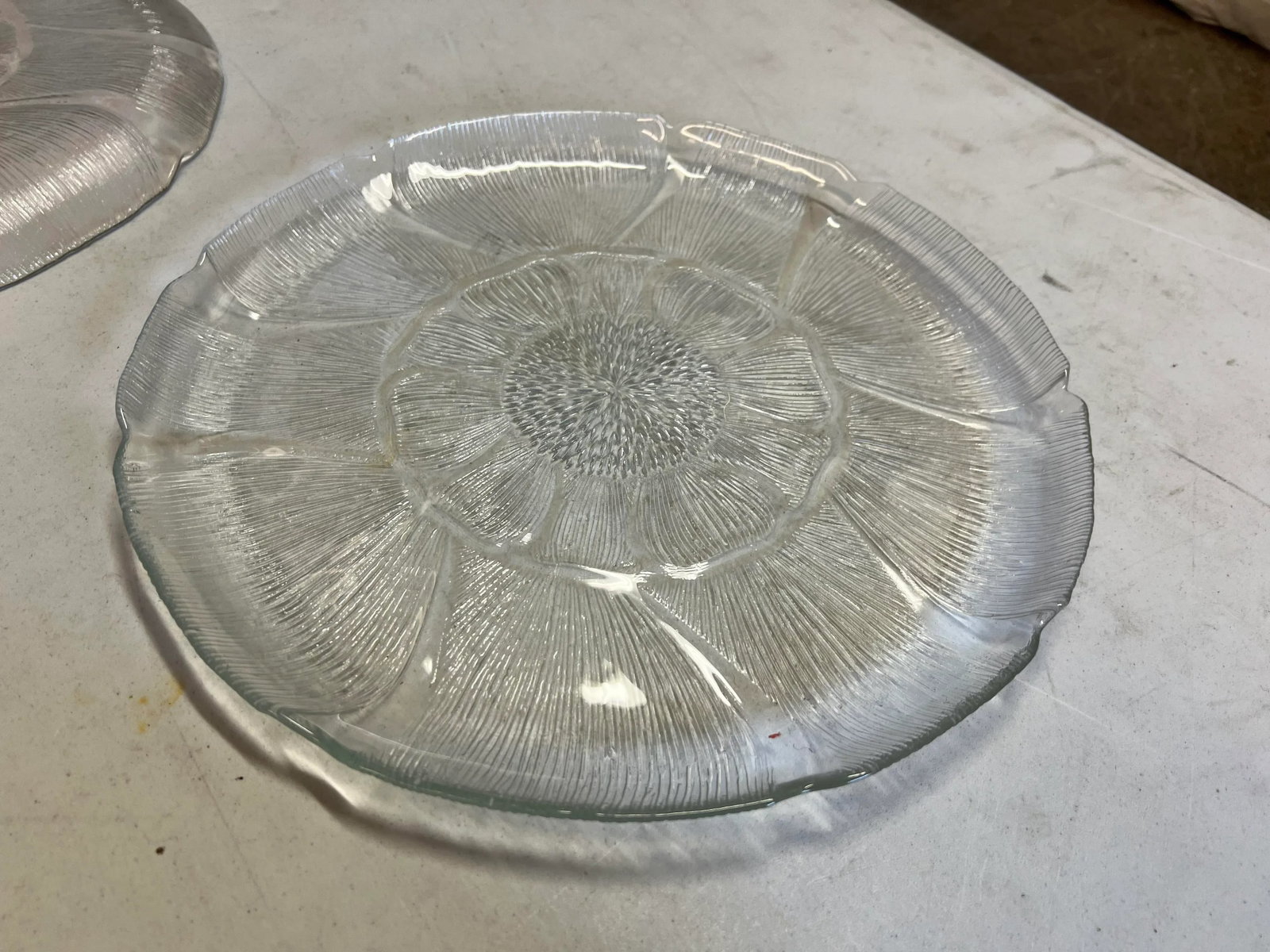 Vintage French Floral Glass Cake Stand & Pie Plate- Set of 2 - 3