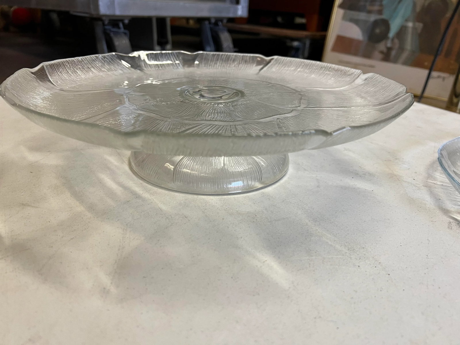 Vintage French Floral Glass Cake Stand & Pie Plate- Set of 2 - 5
