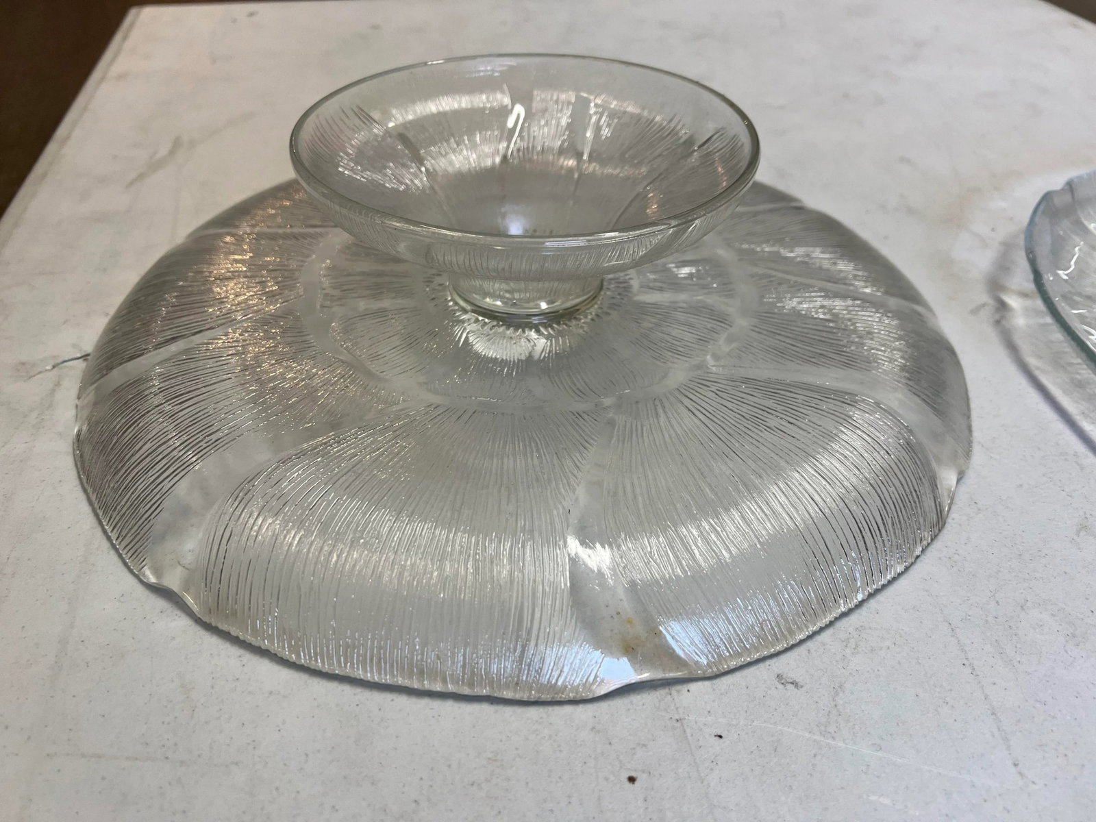 Vintage French Floral Glass Cake Stand & Pie Plate- Set of 2 - 6