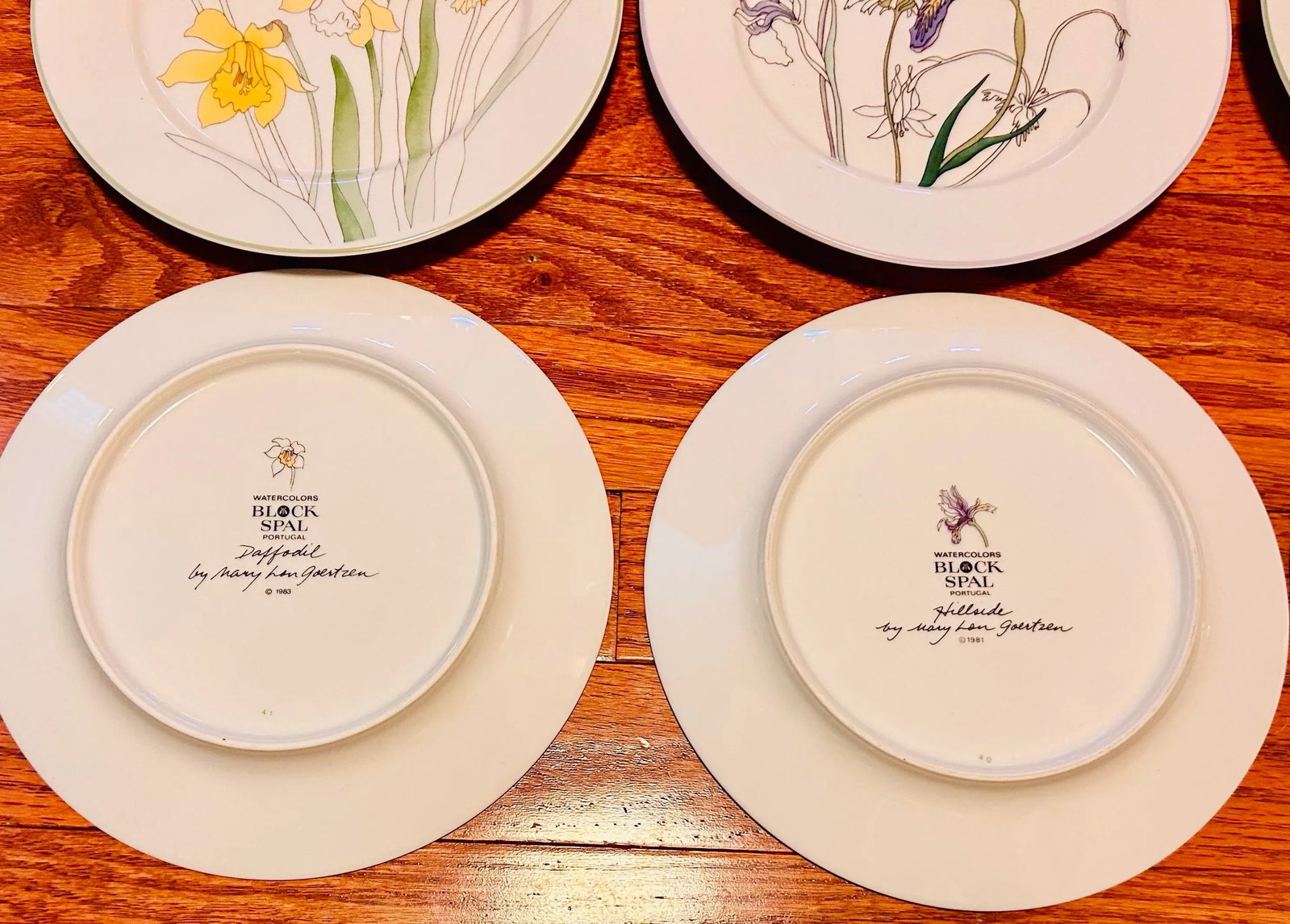 Set of 12 8" Salad Plates by Block Spal Portugal ~ Floral Watercolor by MaryLou Goertzen - 11