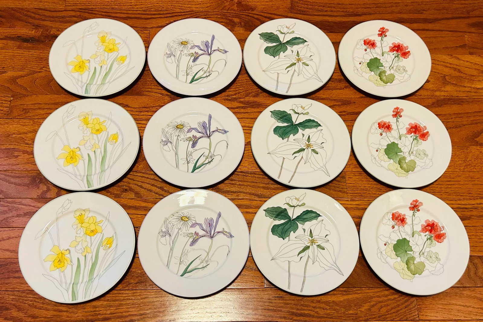 Set of 12 8" Salad Plates by Block Spal Portugal ~ Floral Watercolor by MaryLou Goertzen - 2
