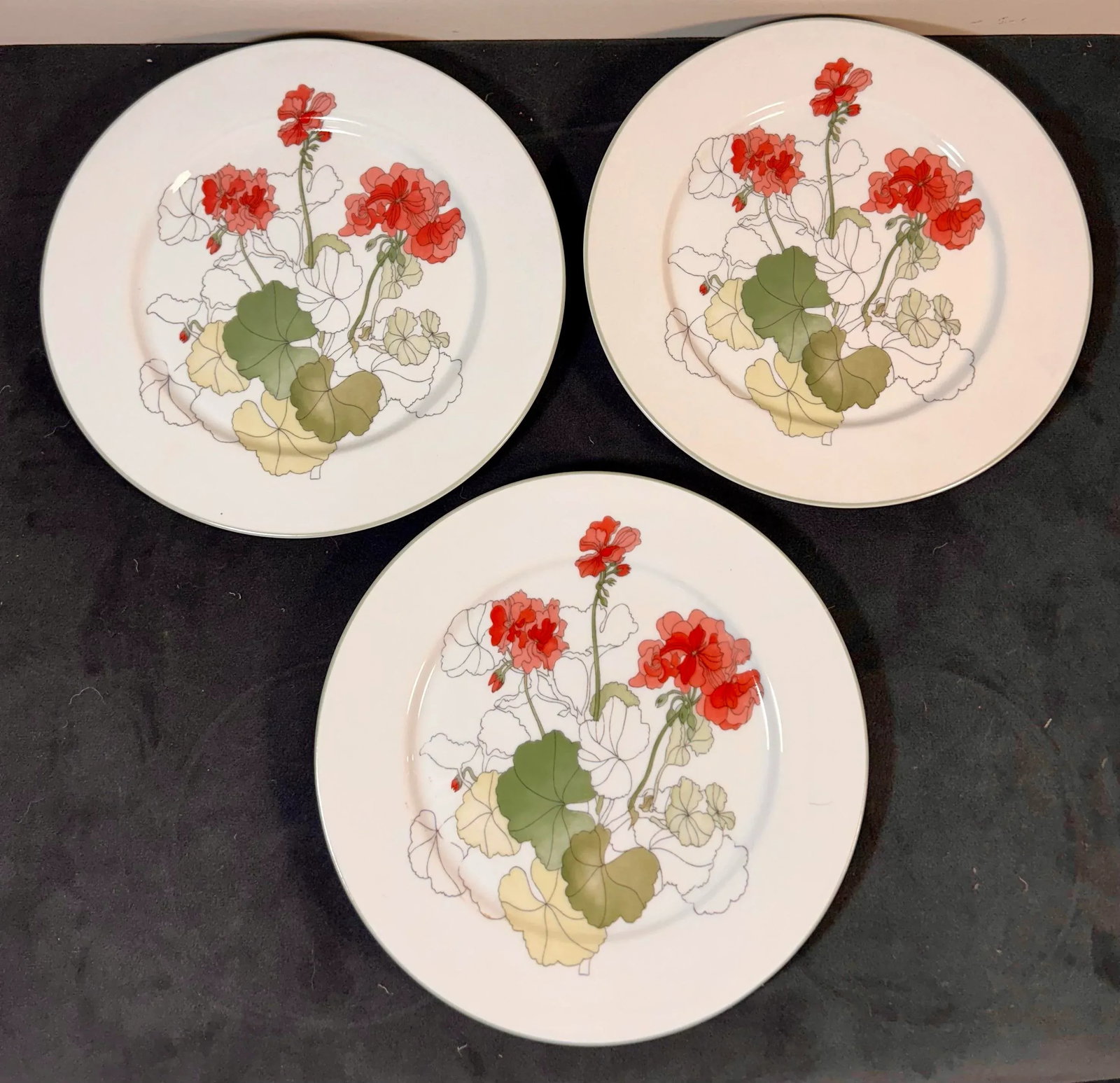 Set of 12 8" Salad Plates by Block Spal Portugal ~ Floral Watercolor by MaryLou Goertzen - 8