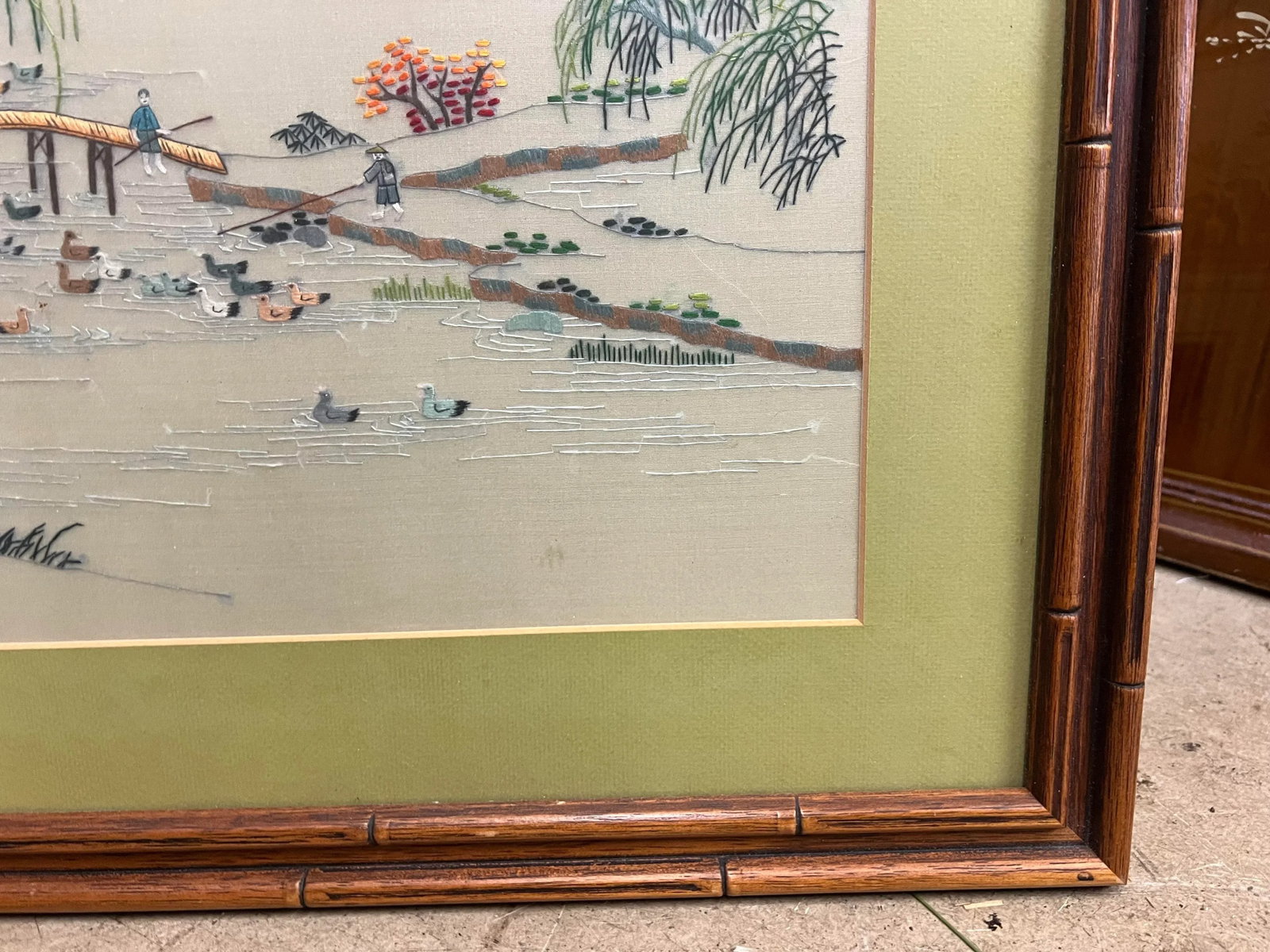 Vintage Asian Style Framed Art Landscape Embroidery - 5