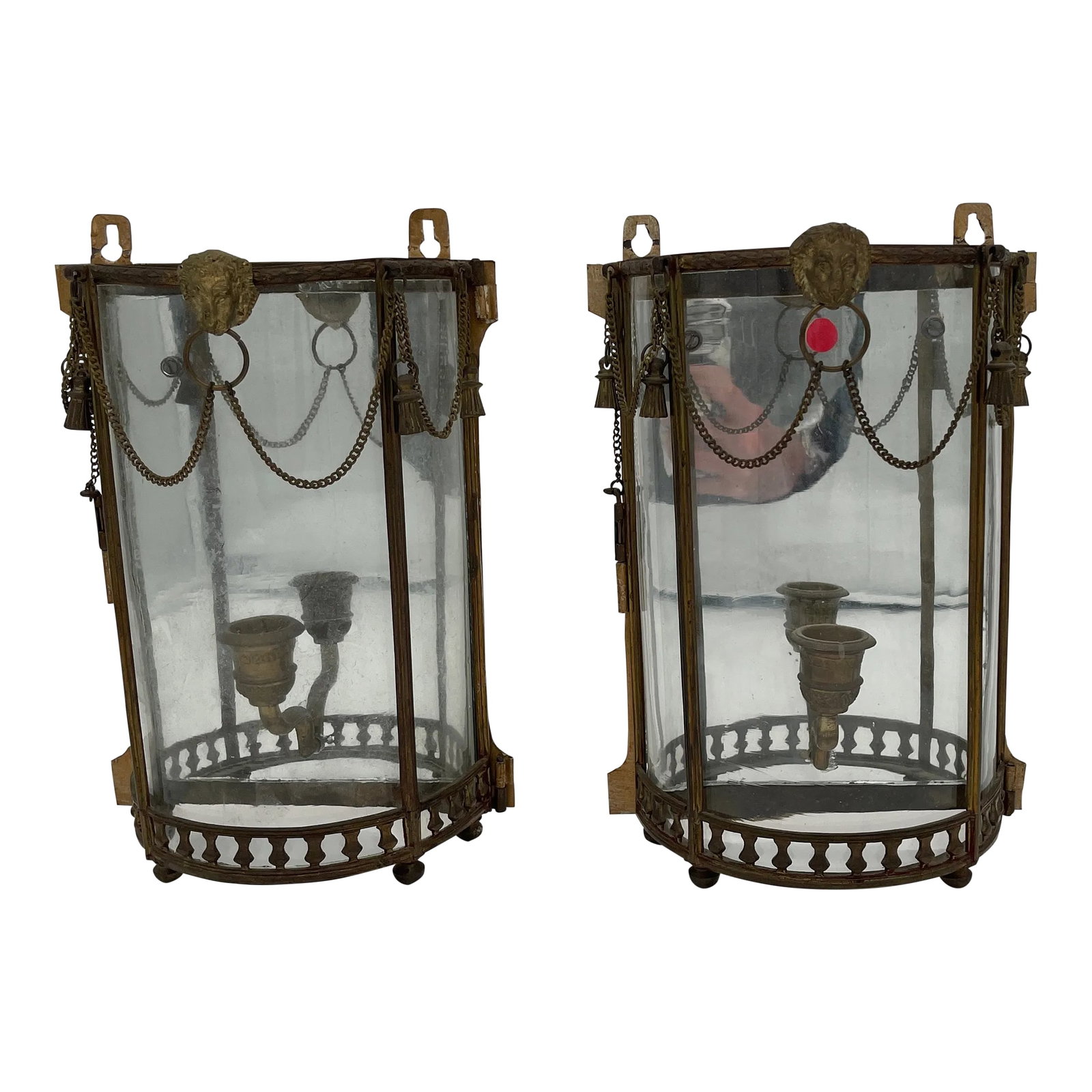 Pair of Late 19th Century Neoclassical Lion Head Candle Sconces (1 of 7)