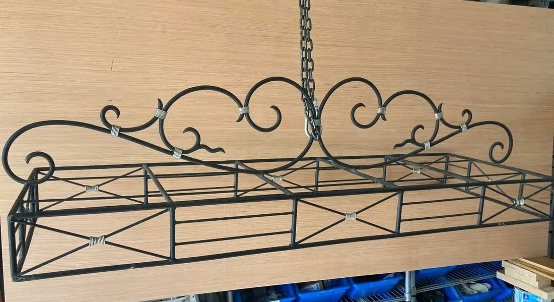 Custom Wrought Iron Scrolled Hanging Kitchen Pot Rack - 2