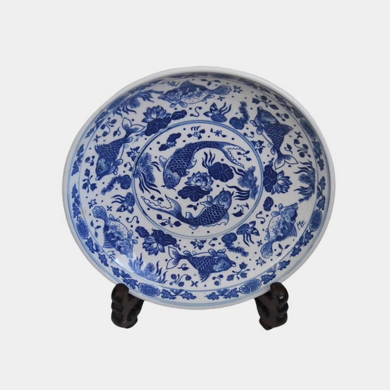 Blue and White Chinese Export Japanese-Market Platter Six Character Reign Mark Zhuanshu Script - 2