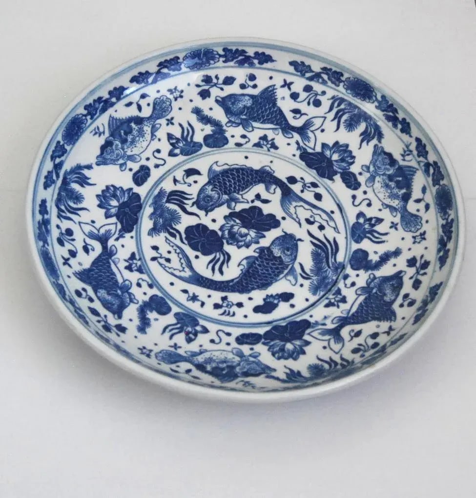 Blue and White Chinese Export Japanese-Market Platter Six Character Reign Mark Zhuanshu Script - 3