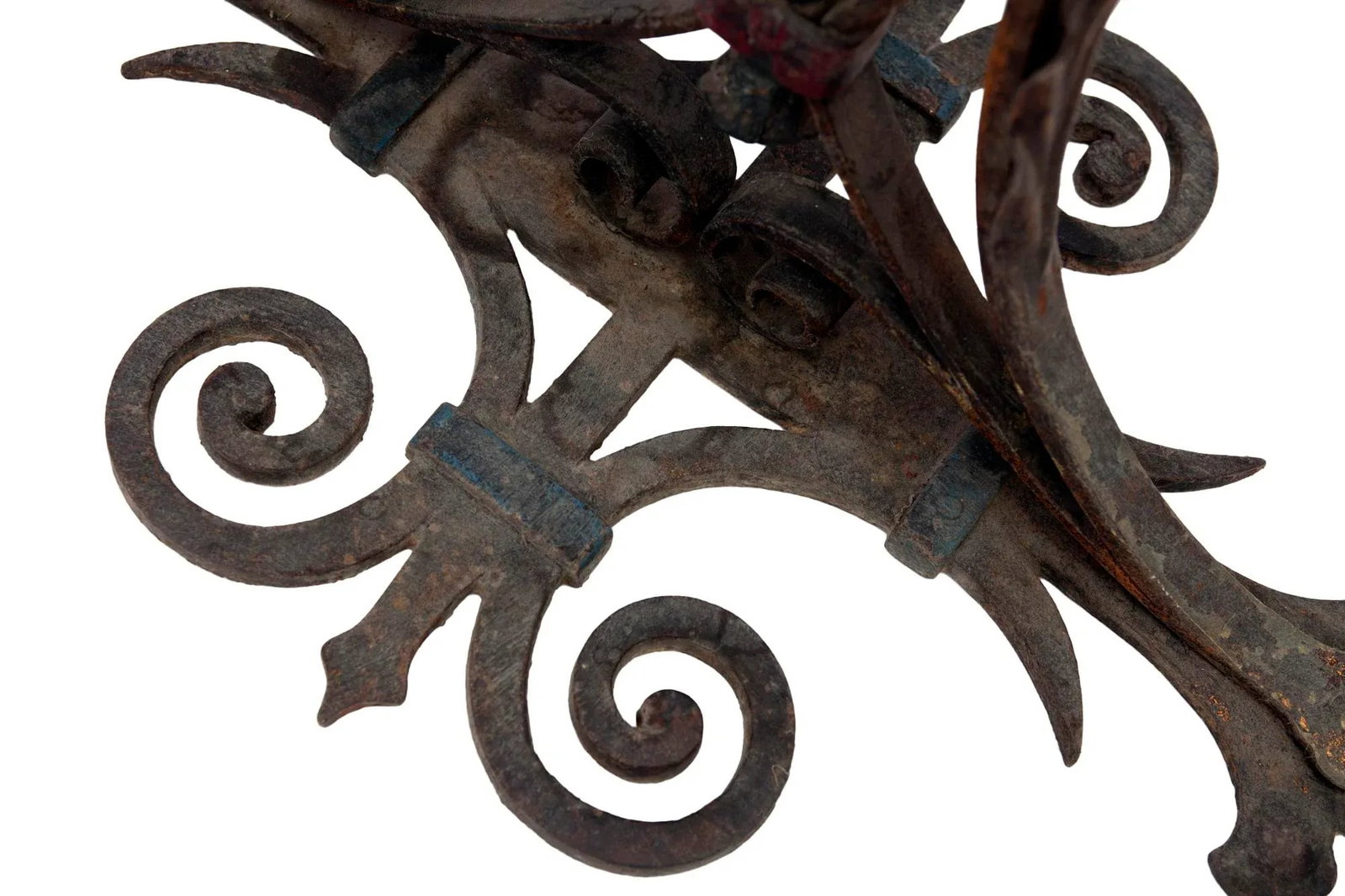 Early 20th Century Art Noveau Bronze, Brass & Iron Floor Lamp, PB Linen Shade - 7