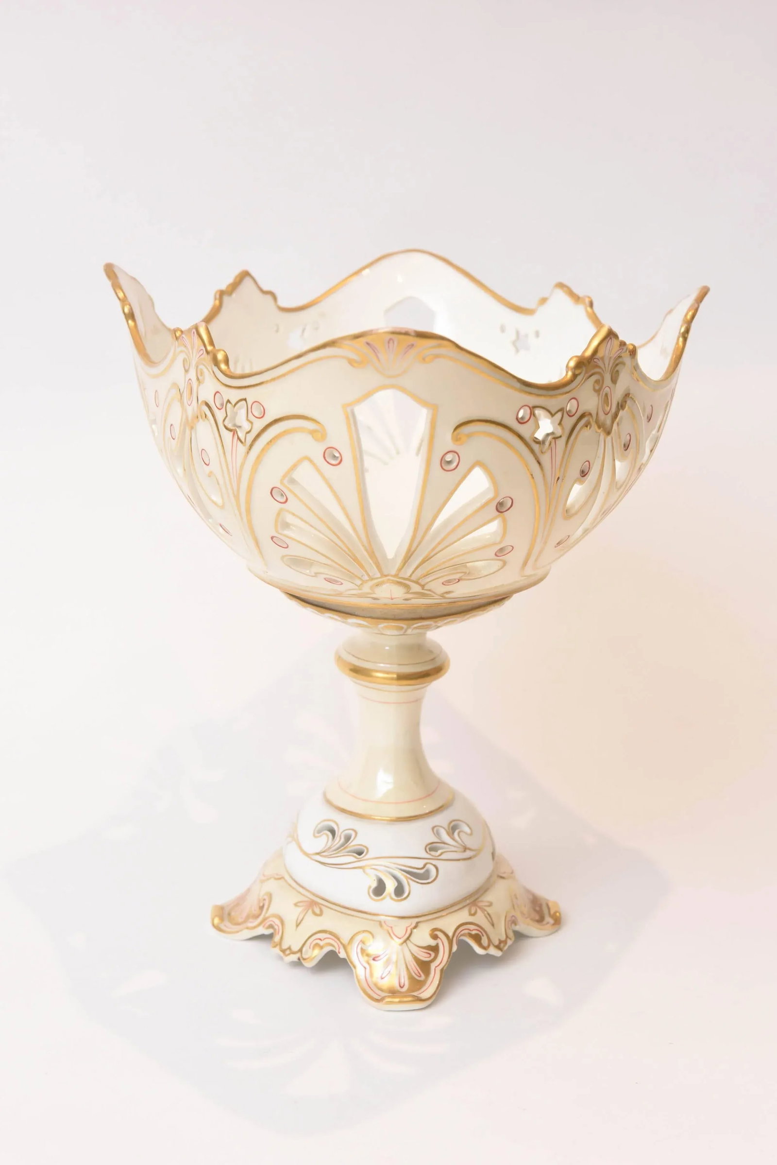 19th Century Old Paris Porcelain Centerpiece, Hand-Painted Florals - 5
