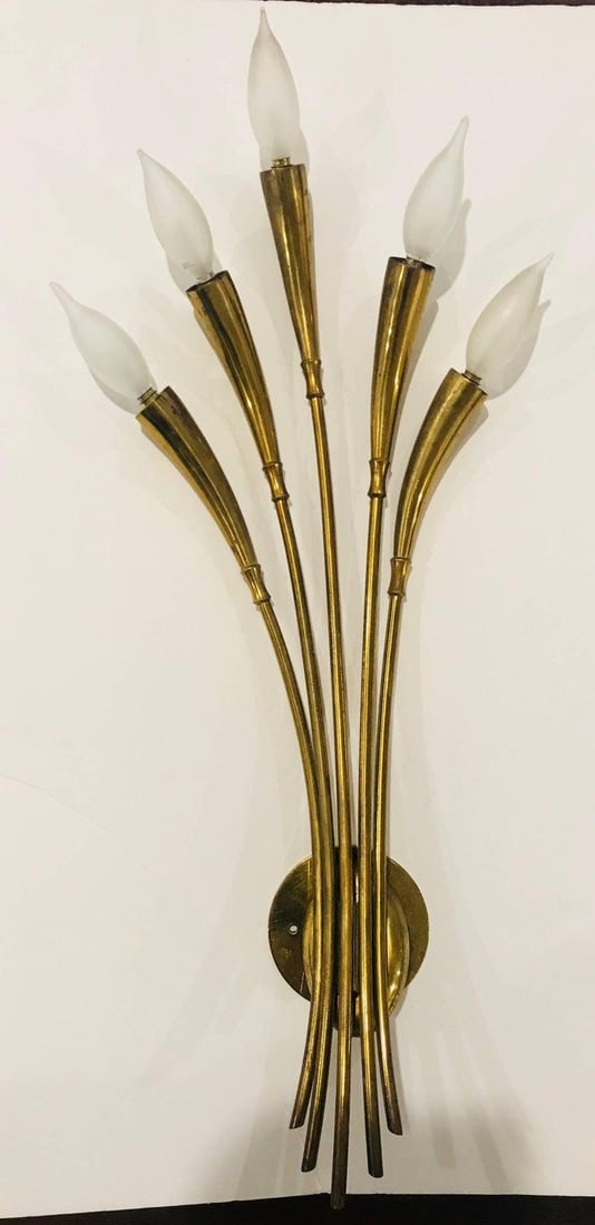 Vintage Mid-Century Lumi Italian Floral Wall Light - 2