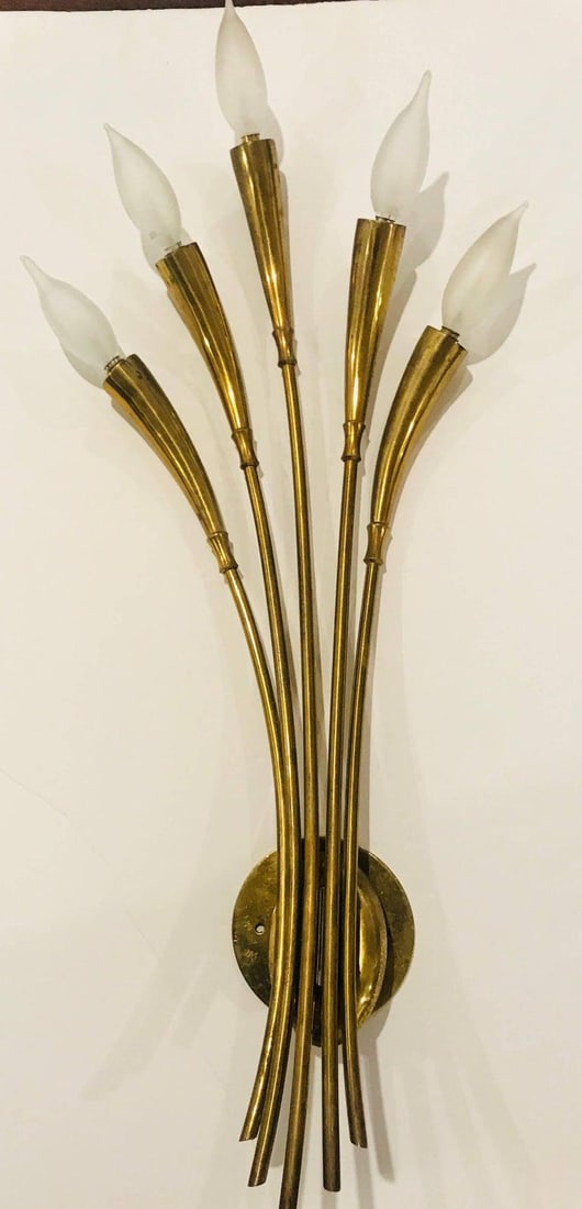 Vintage Mid-Century Lumi Italian Floral Wall Light - 3