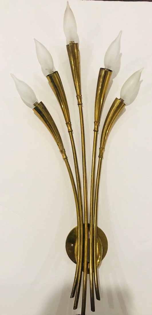 Vintage Mid-Century Lumi Italian Floral Wall Light - 5