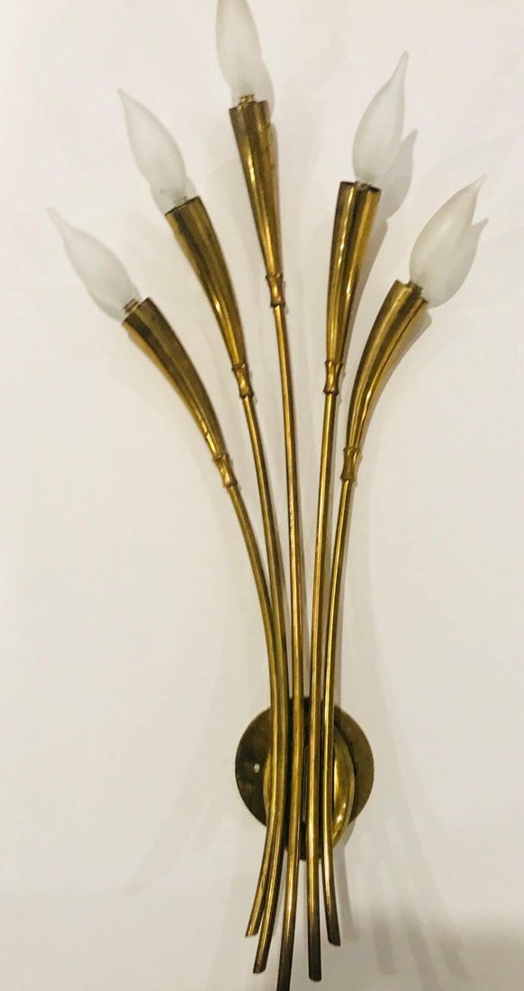 Vintage Mid-Century Lumi Italian Floral Wall Light - 6