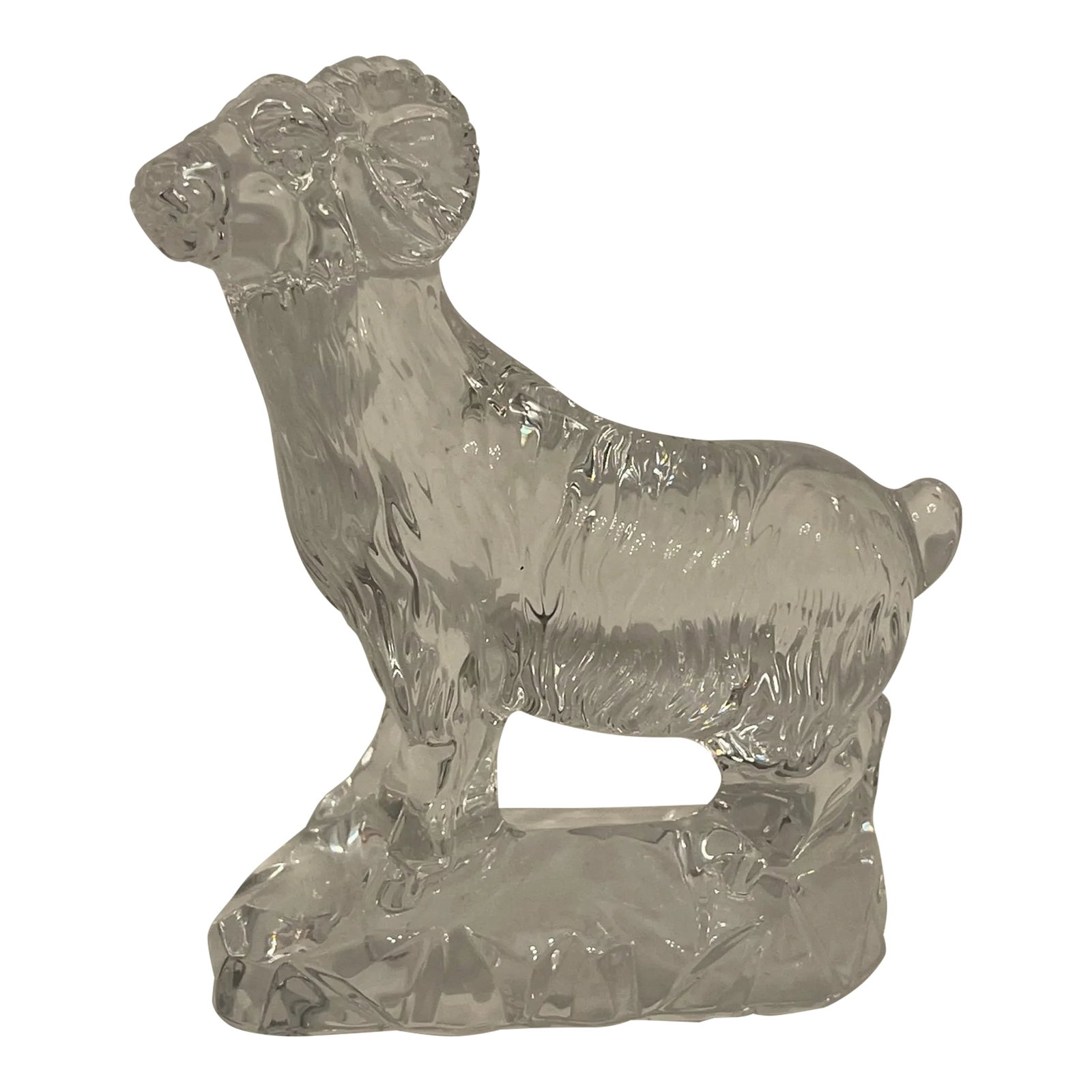 Baccarat Crystal Ram: Fine French Crystal figurine of a ram made by Baccarat acid etched Mark on bottom Condition: Alterations: Original Condition Unaltered Imperfections: Some Imperfections Condition Notes: Great overall