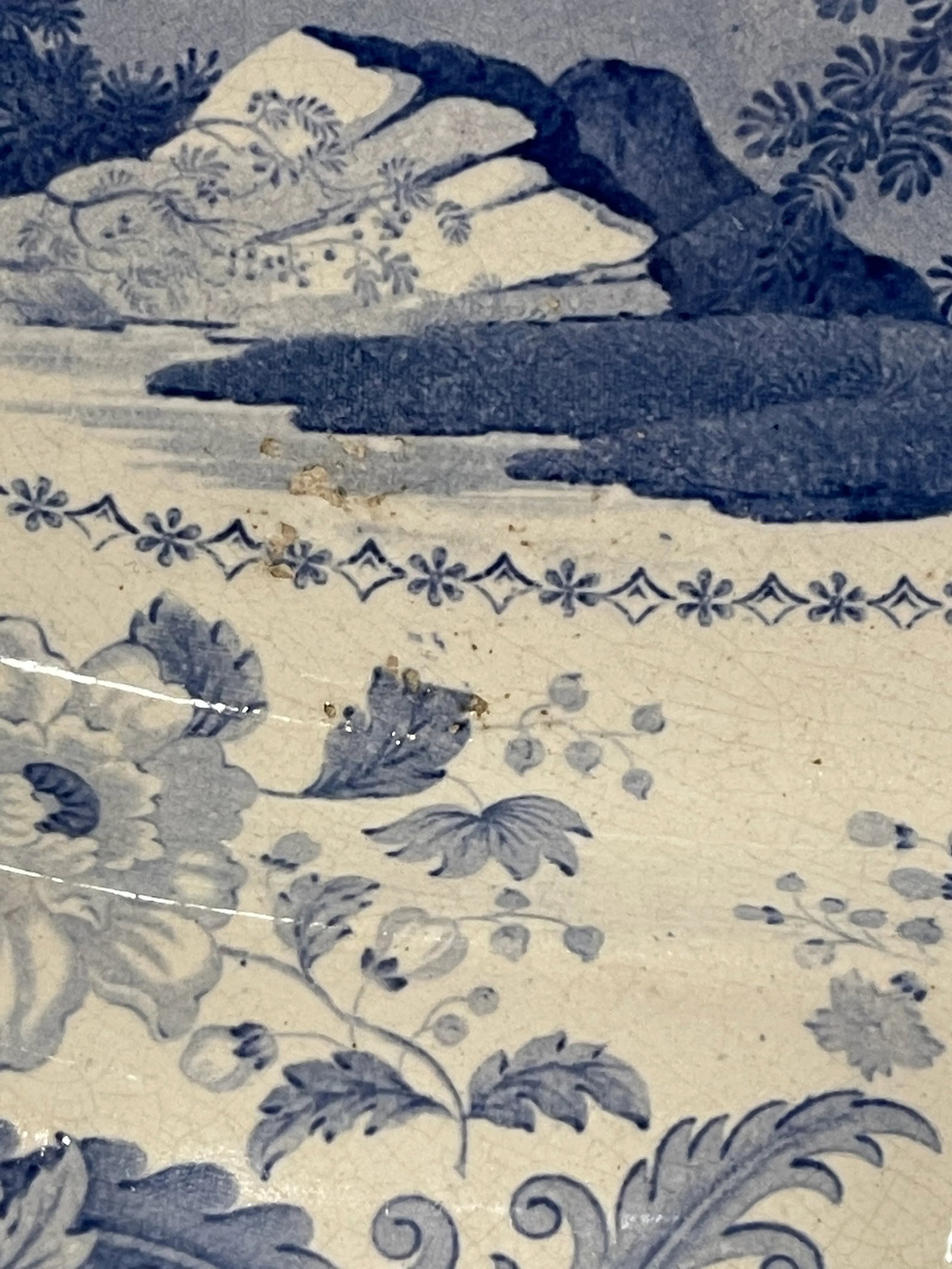 Early 19th Century English Blue and White Platter With Pagoda - 5
