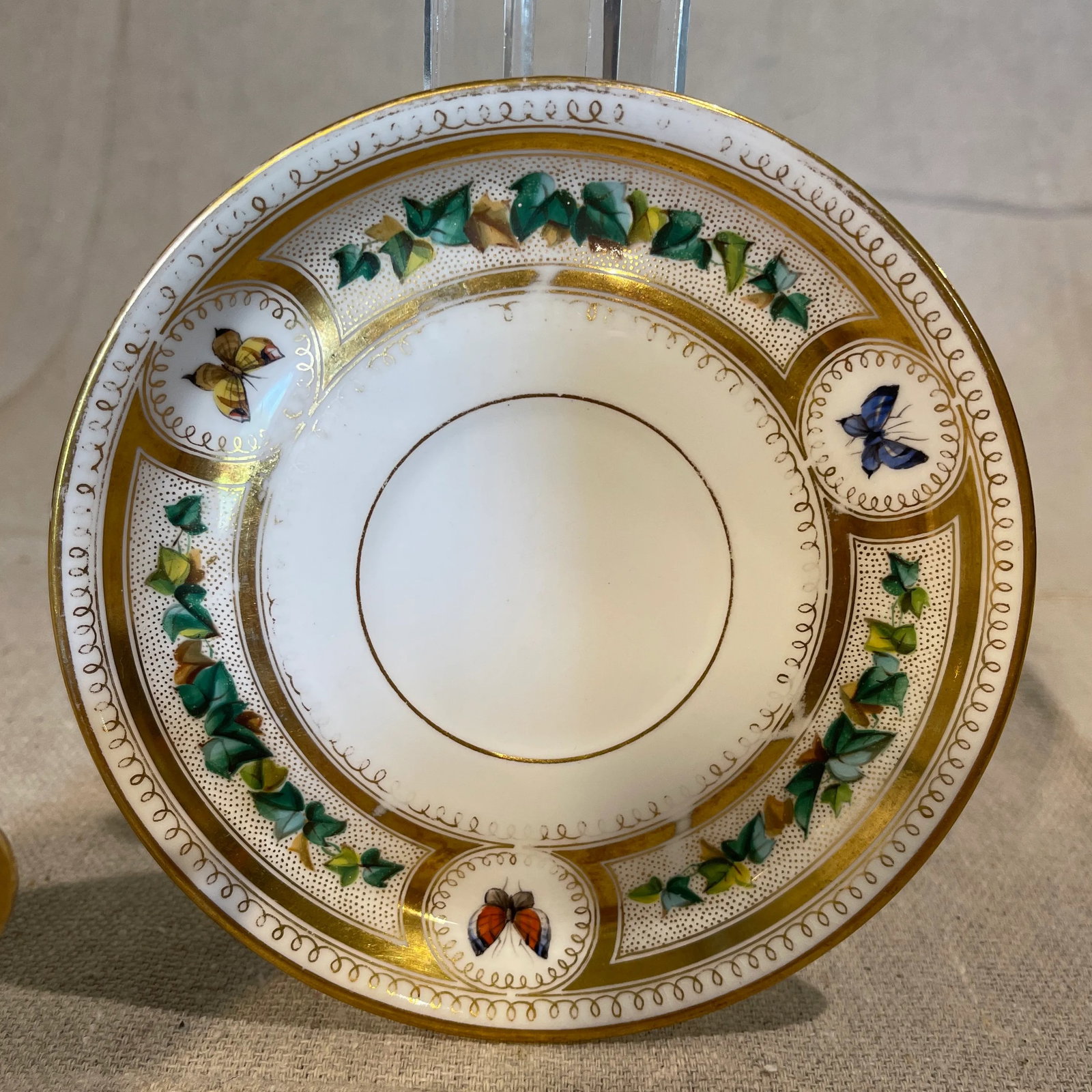 Mid 19th Century Westhead & Moore Butterfly Cup & Saucer - 4