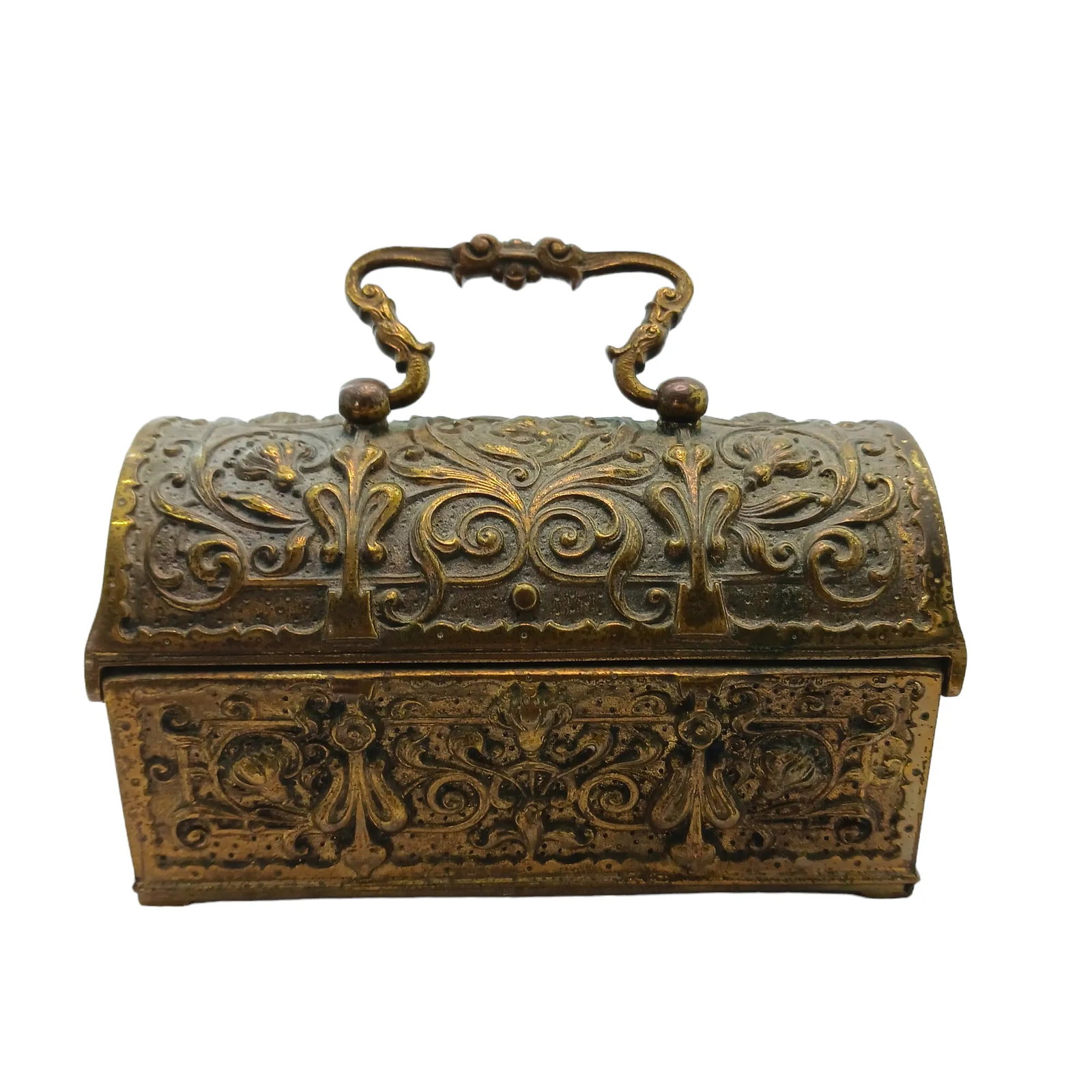 Rare 1900s German Erhard & Sohne Bronze Brass Jewelry Box Treasure Chest Catch All Trinket Box Art N - 2