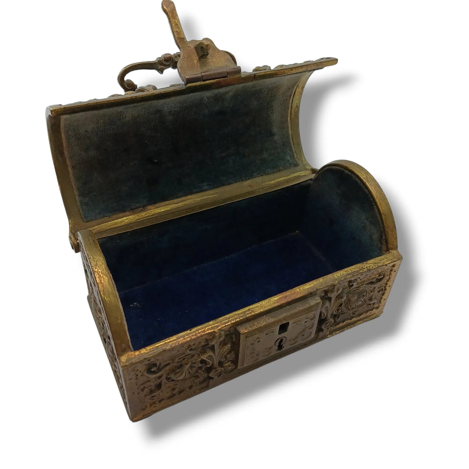 Rare 1900s German Erhard & Sohne Bronze Brass Jewelry Box Treasure Chest Catch All Trinket Box Art N - 7