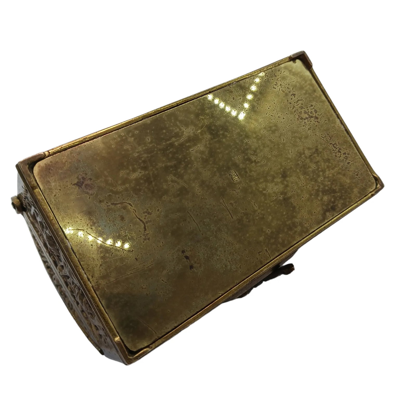 Rare 1900s German Erhard & Sohne Bronze Brass Jewelry Box Treasure Chest Catch All Trinket Box Art N - 9