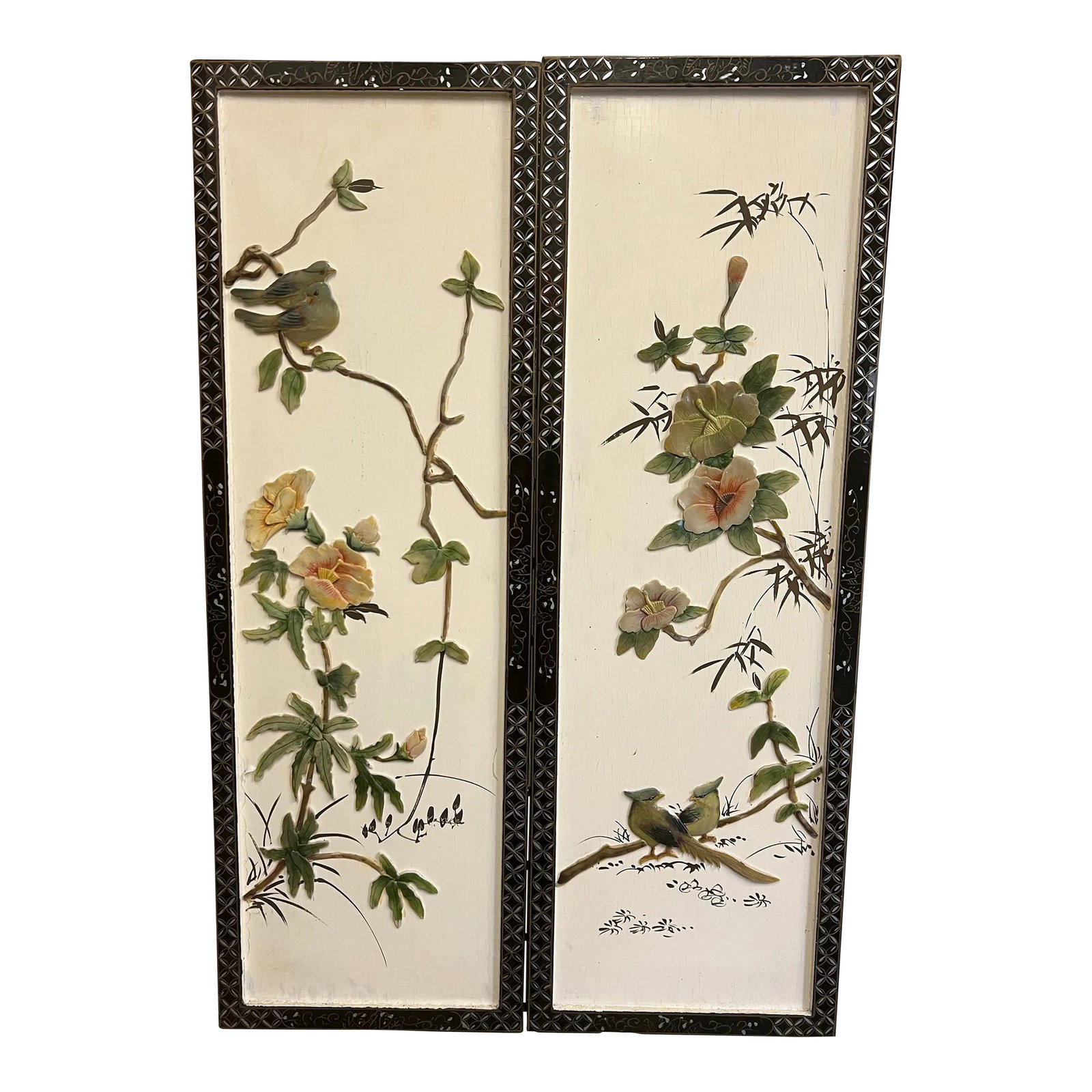 Vintage Chinese Wall Hanging Screens - Pair -2 (1 of 7)